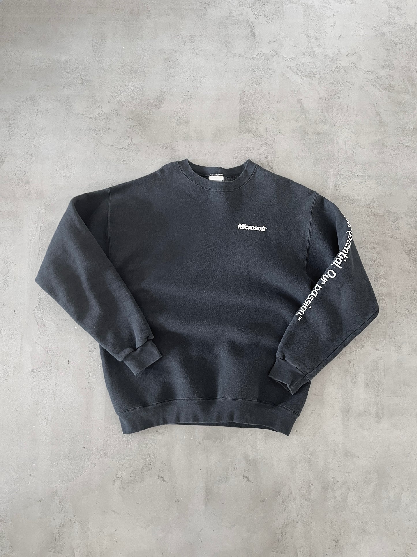 BLACK MICROSOFT PROMO SWEATER - 1990S - L/M