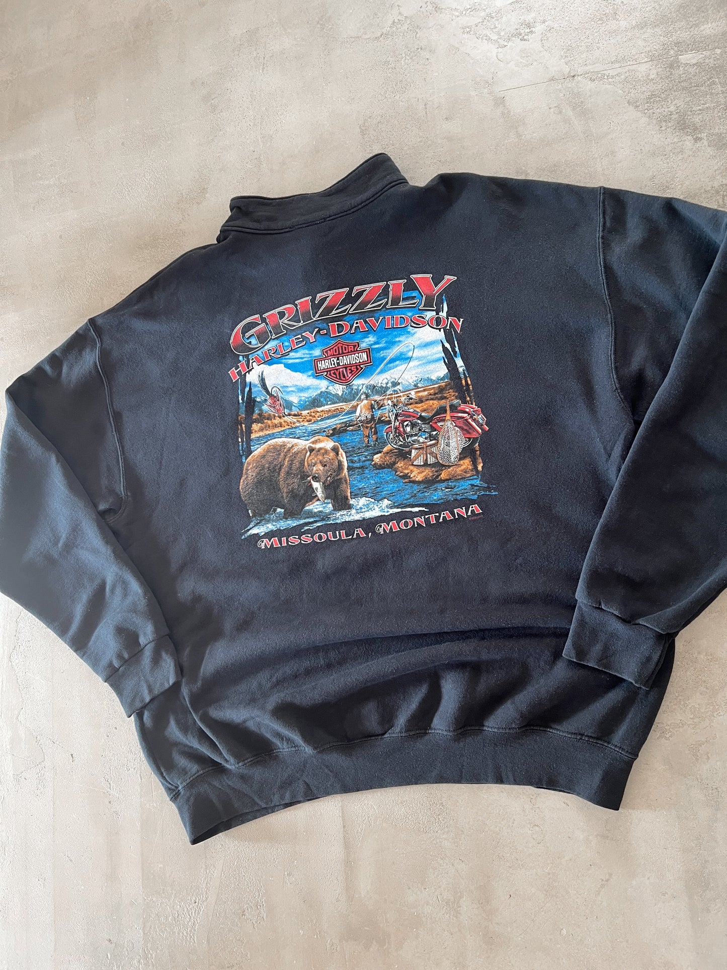 BLACK HARLEY DAVIDSON HALF ZIP - 2000S - XL