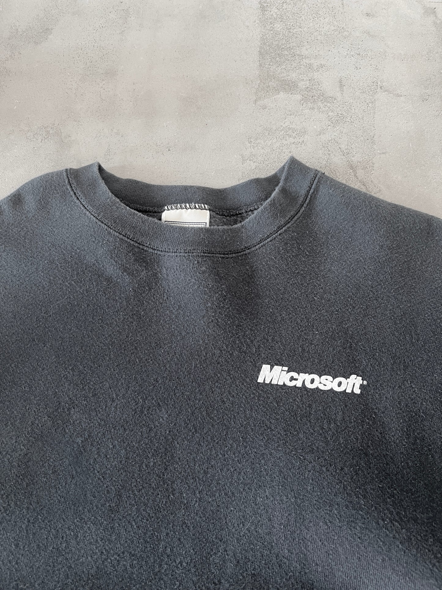 BLACK MICROSOFT PROMO SWEATER - 1990S - L/M