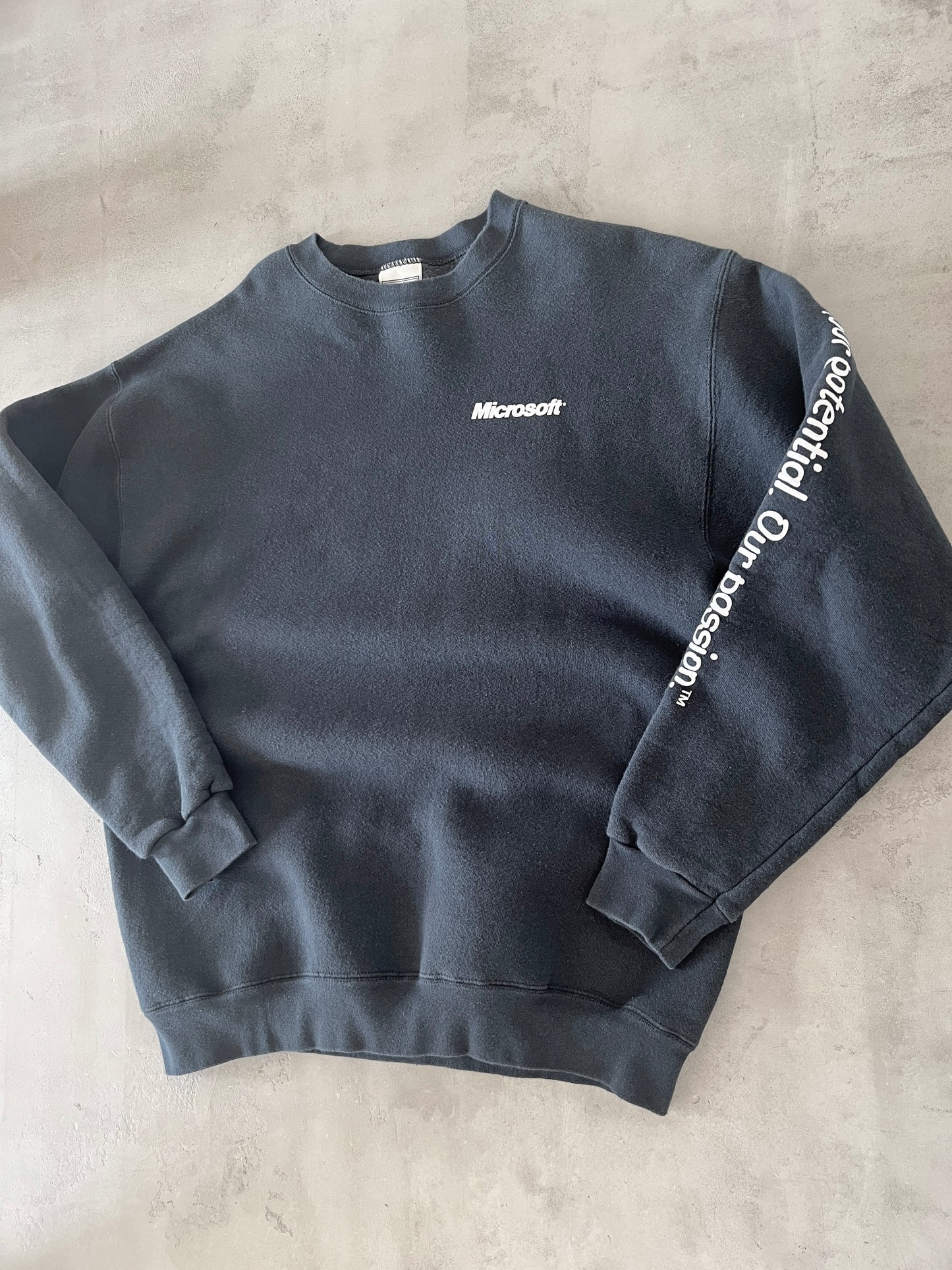 BLACK MICROSOFT PROMO SWEATER - 1990S - L/M