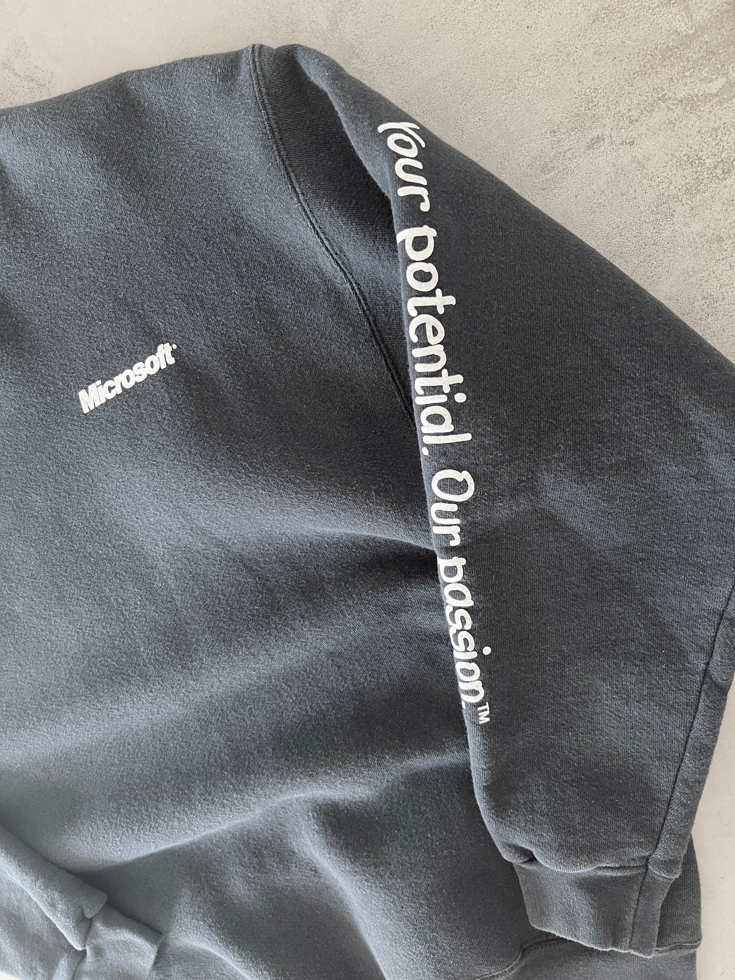 BLACK MICROSOFT PROMO SWEATER - 1990S - L/M