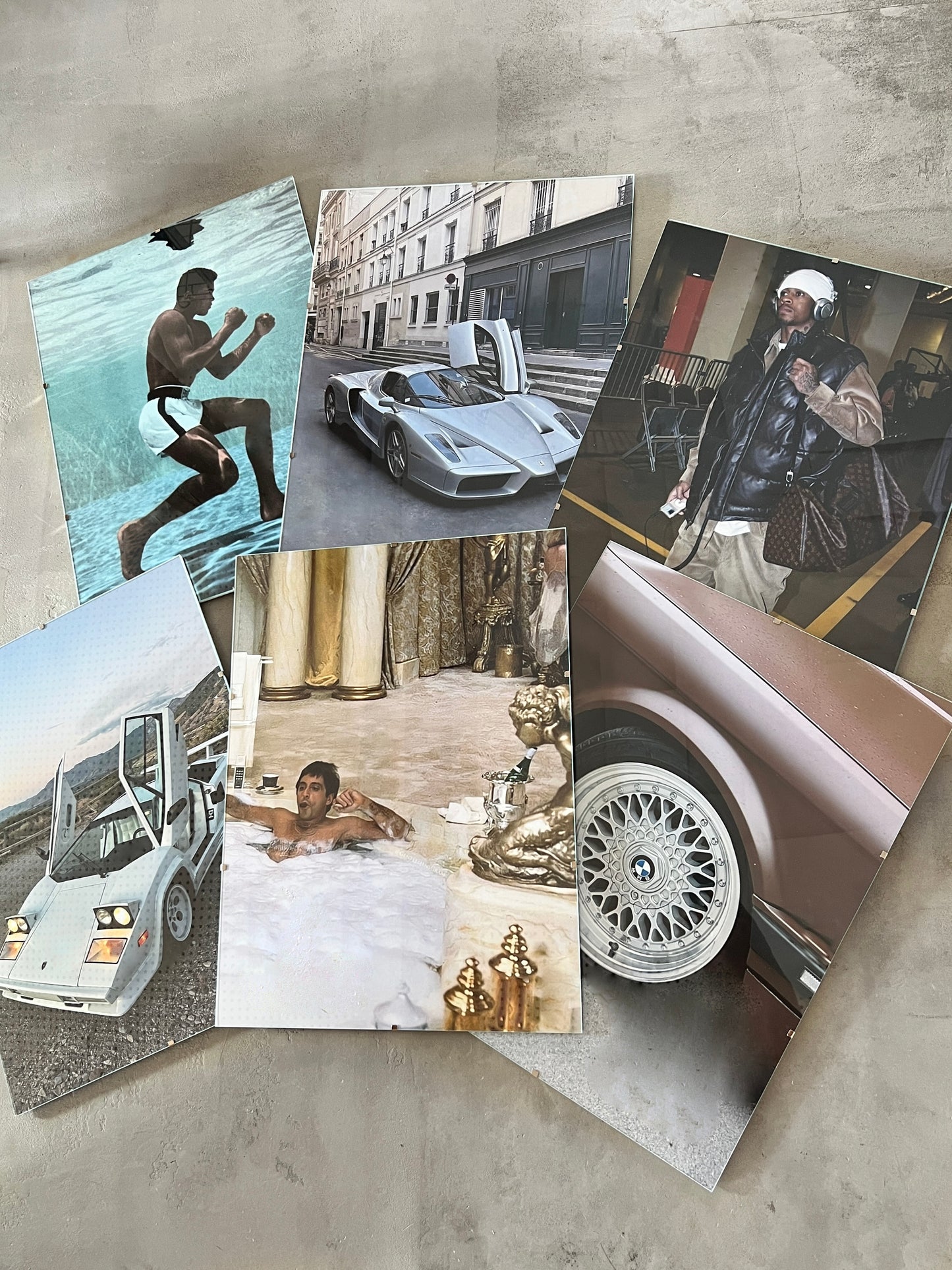 WHITE FERRARI F8 TRIBUTO GLASS PRINT
