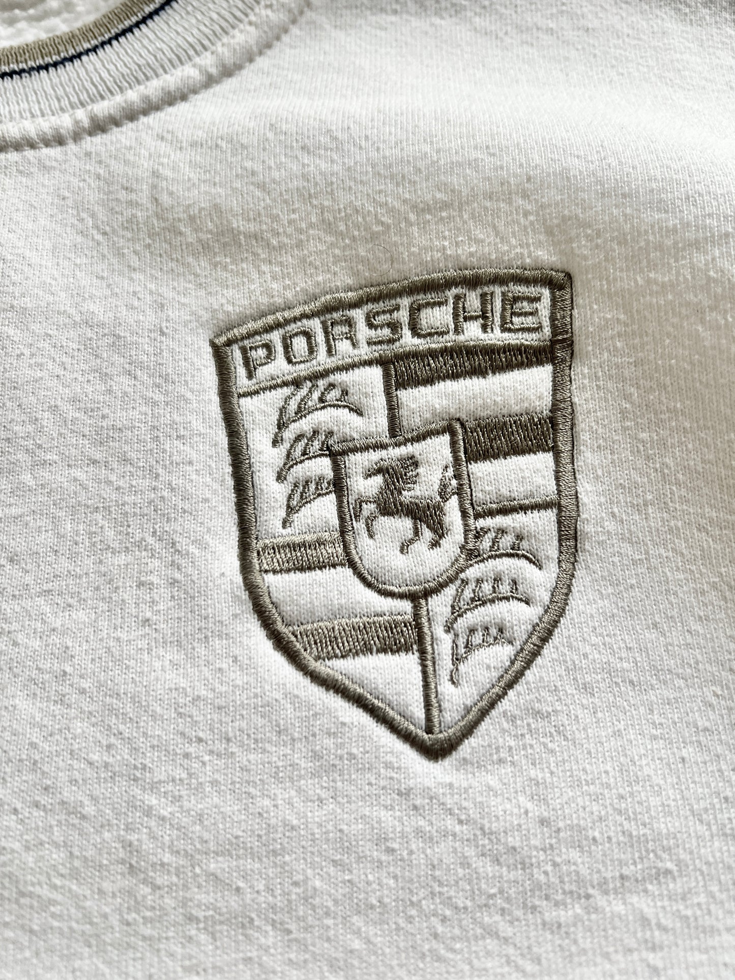 WHITE/CREME PORSCHE STAFF SWEATER - 1990S - S