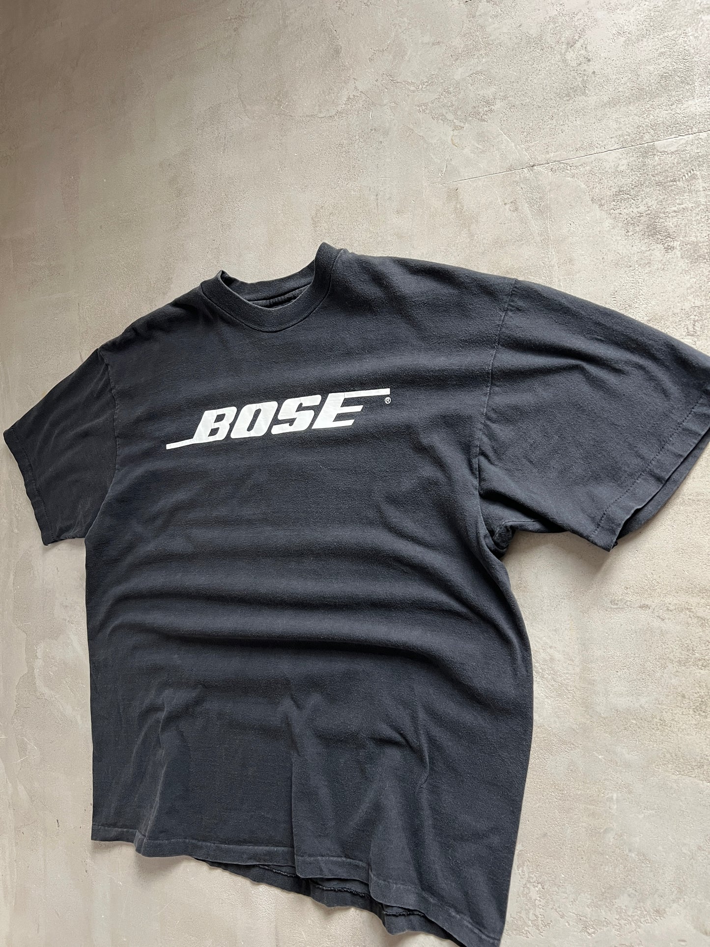 FADED BLACK BOSE TEE - 1990S - L