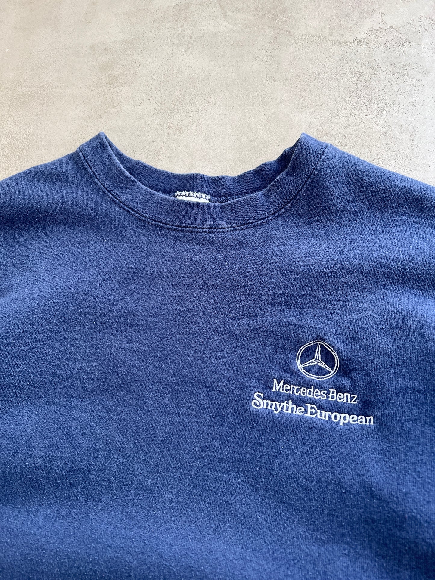 NAVY MERCEDES BENZ SWEATER - 1990S - M