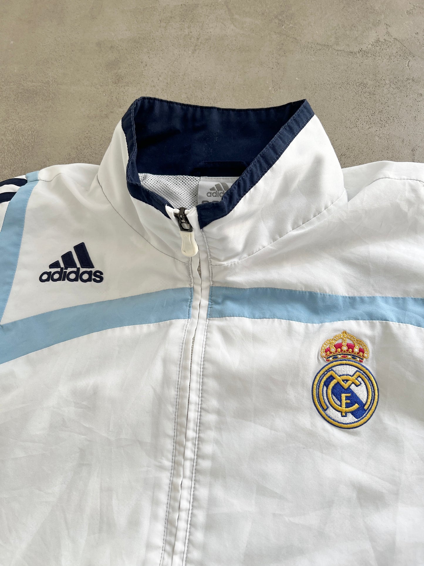 WHITE/BABY BLUE REAL MADRID TRACK JACKET - 2000S - M/L