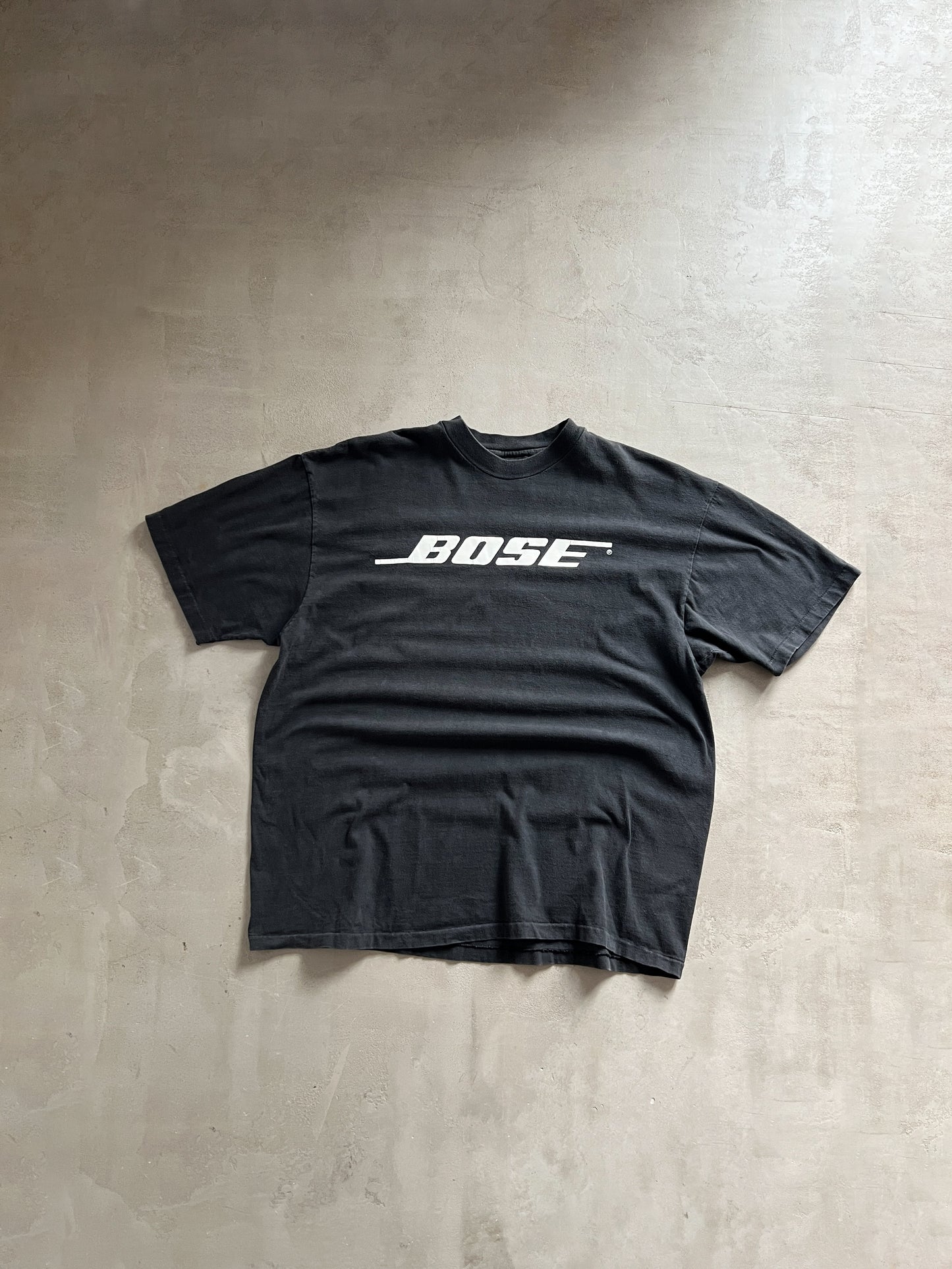 FADED BLACK BOSE TEE - 1990S - L