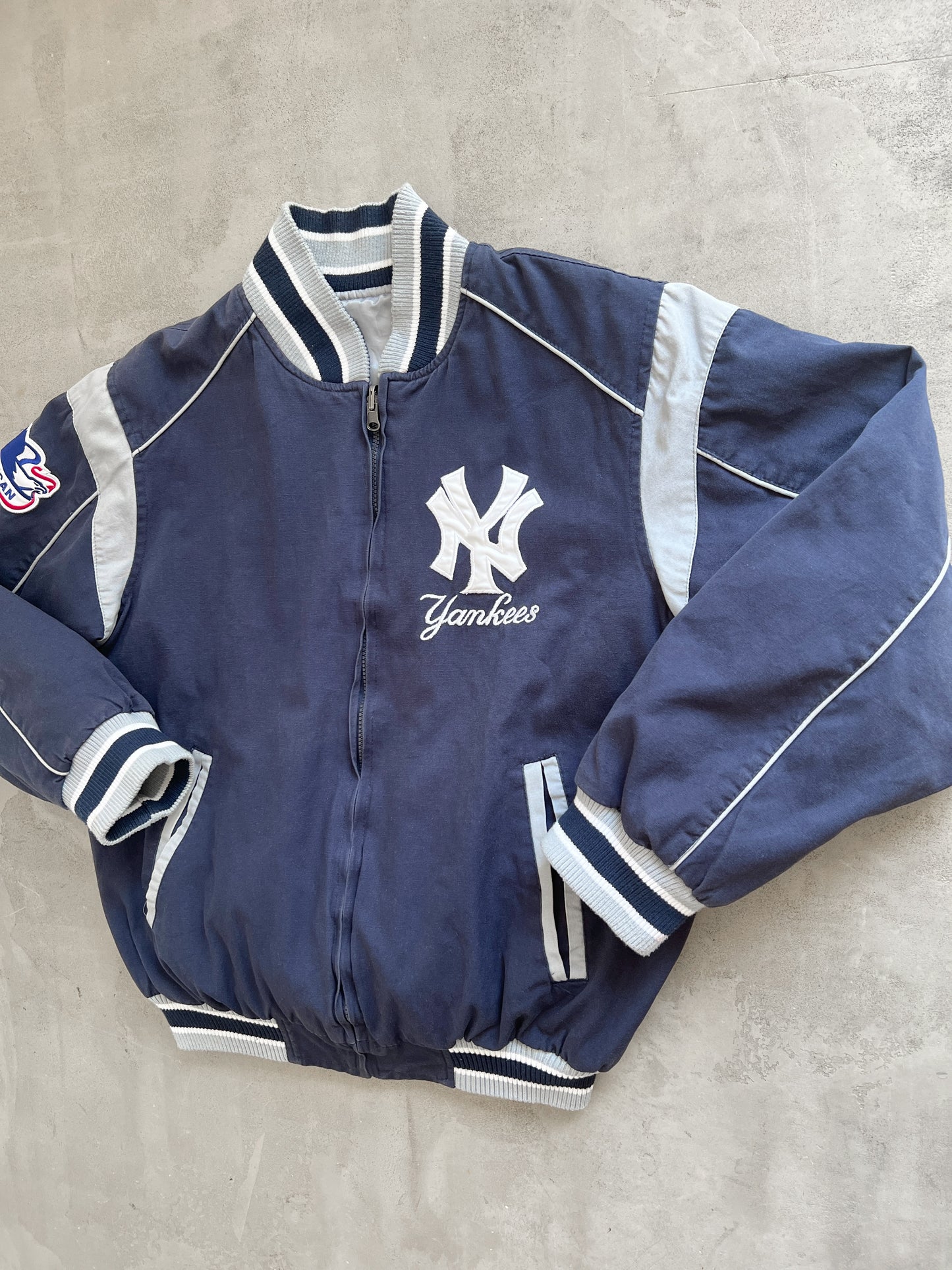 NAVY YANKEES 2 SIDE JACKET - 1990S - L/M