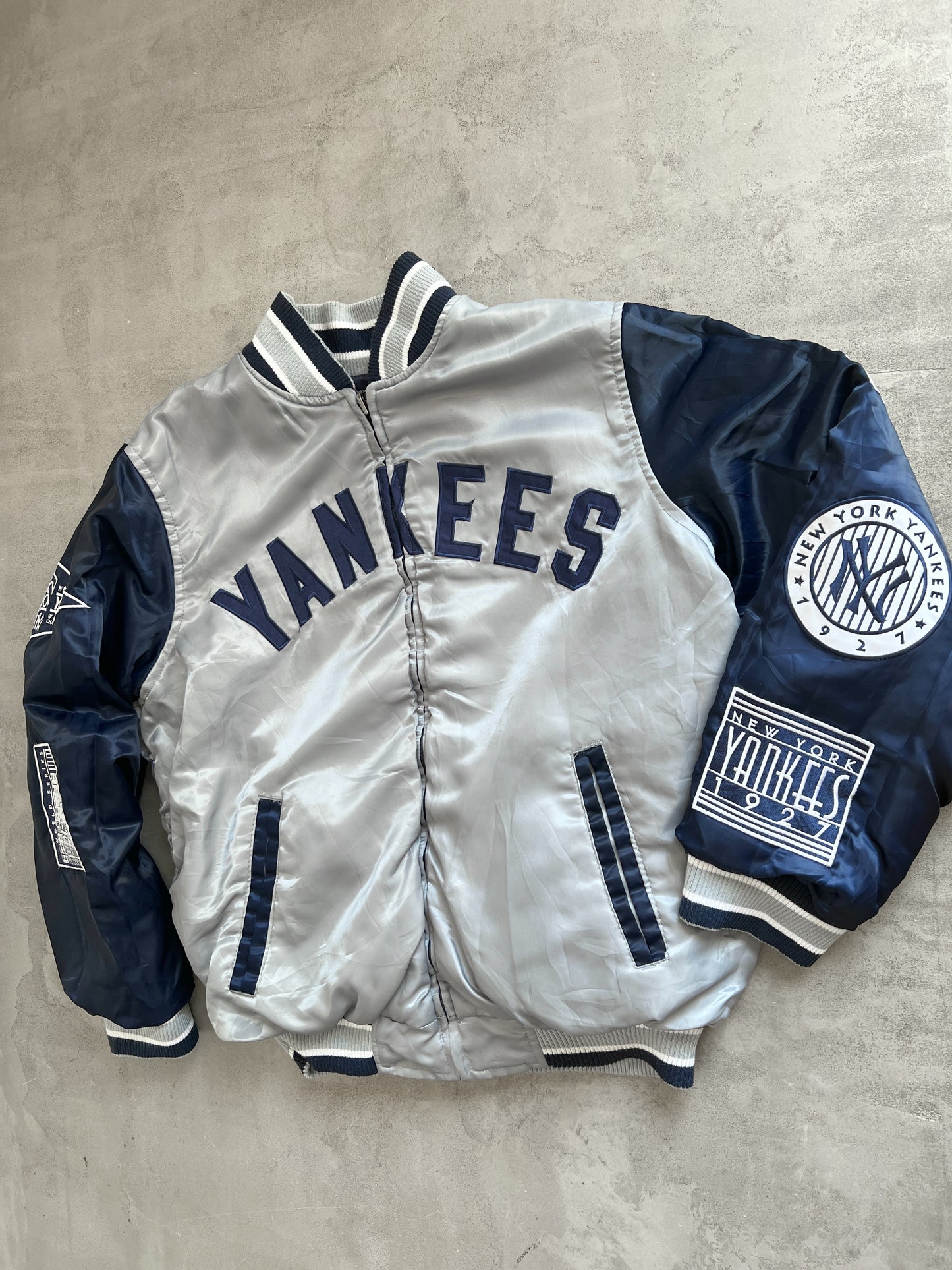 NAVY YANKEES 2 SIDE JACKET - 1990S - L/M