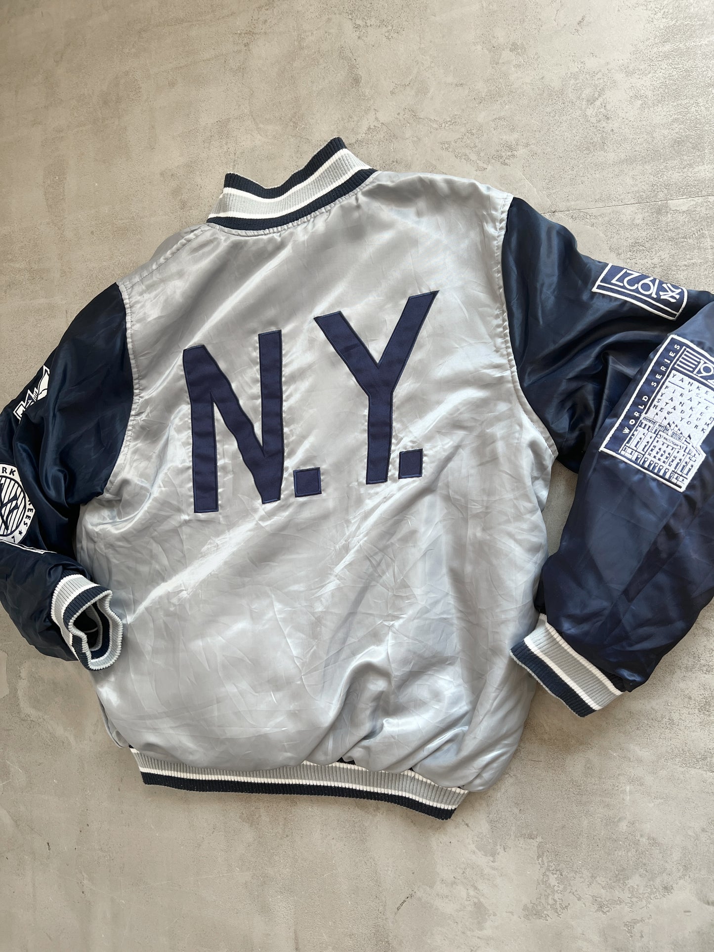 NAVY YANKEES 2 SIDE JACKET - 1990S - L/M