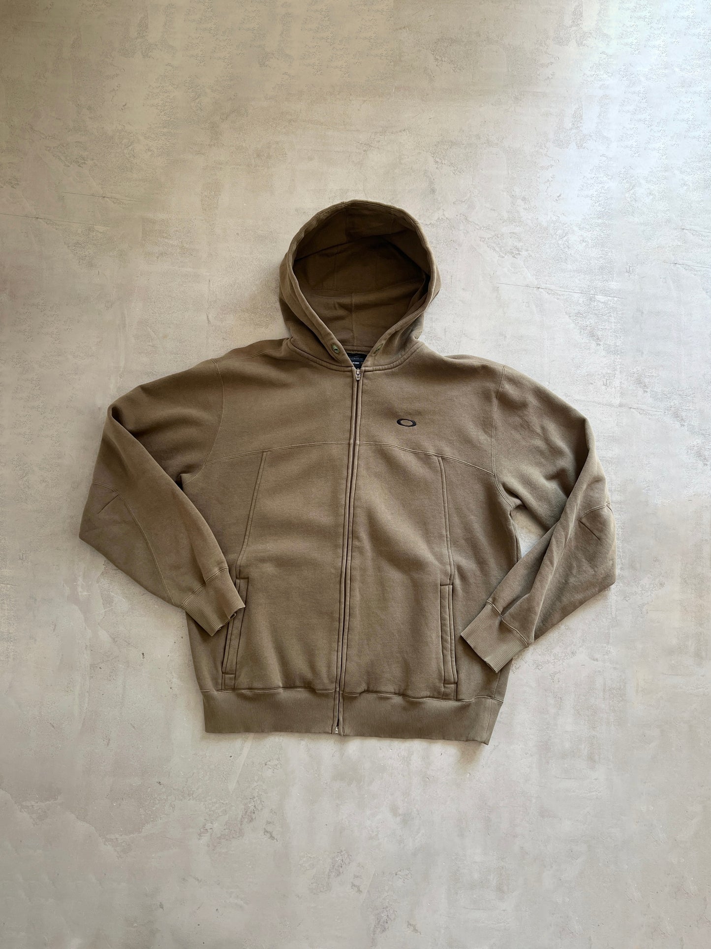 OLIVE OAKLEY ZIP UP HOODIE - 1990S - XL/L
