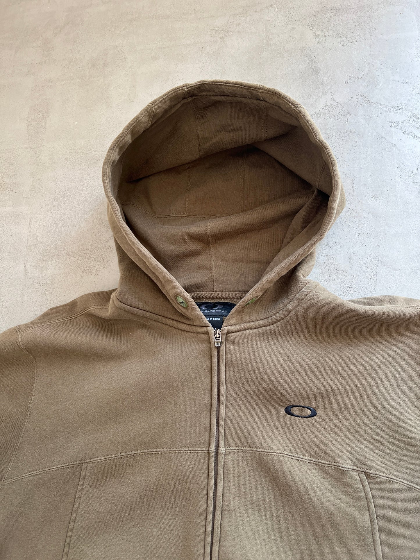 OLIVE OAKLEY ZIP UP HOODIE - 1990S - XL/L
