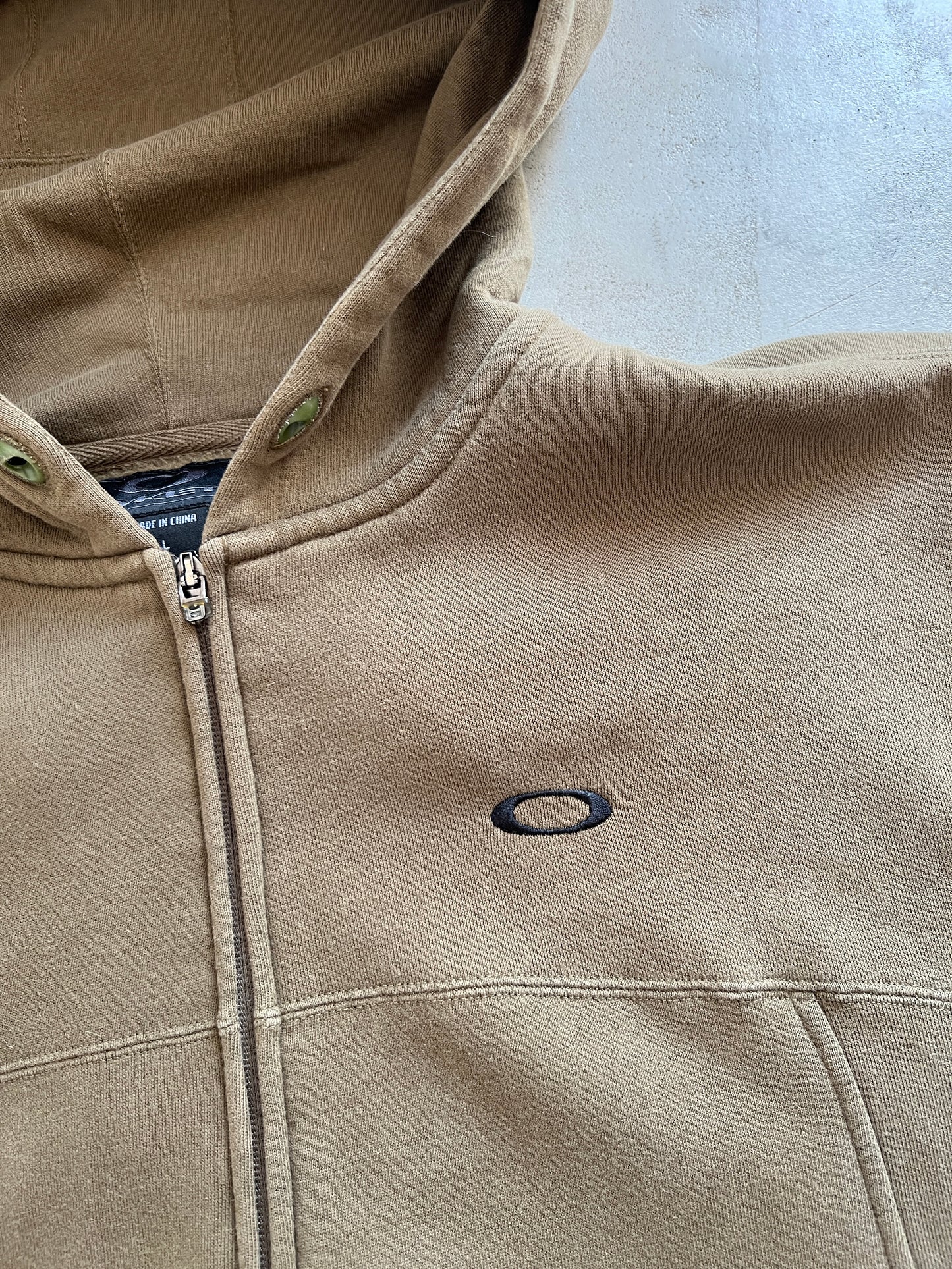 OLIVE OAKLEY ZIP UP HOODIE - 1990S - XL/L