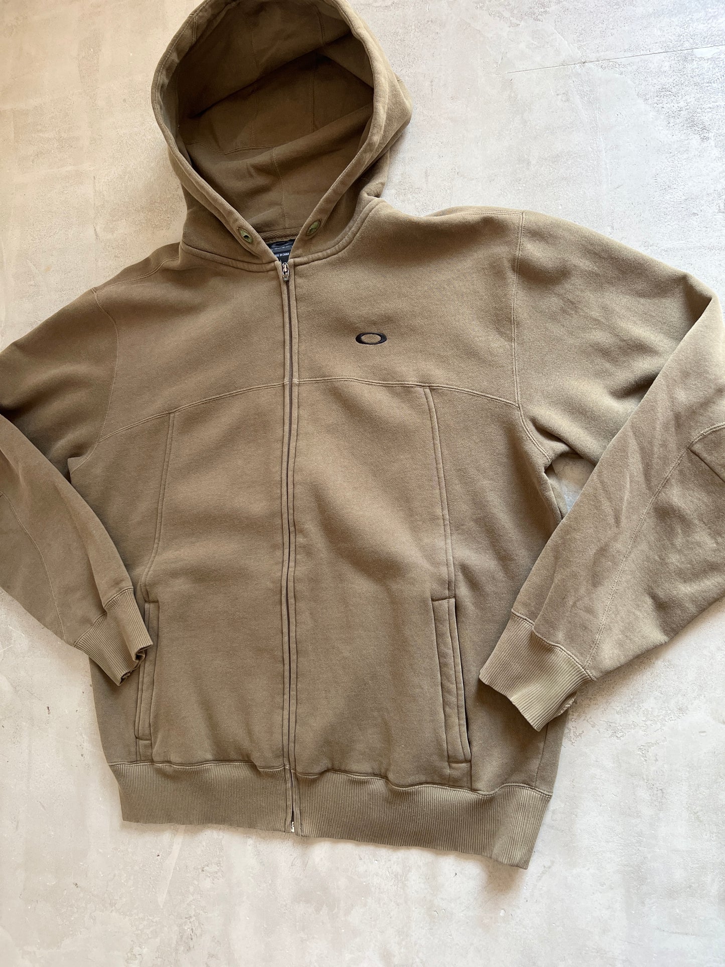 OLIVE OAKLEY ZIP UP HOODIE - 1990S - XL/L