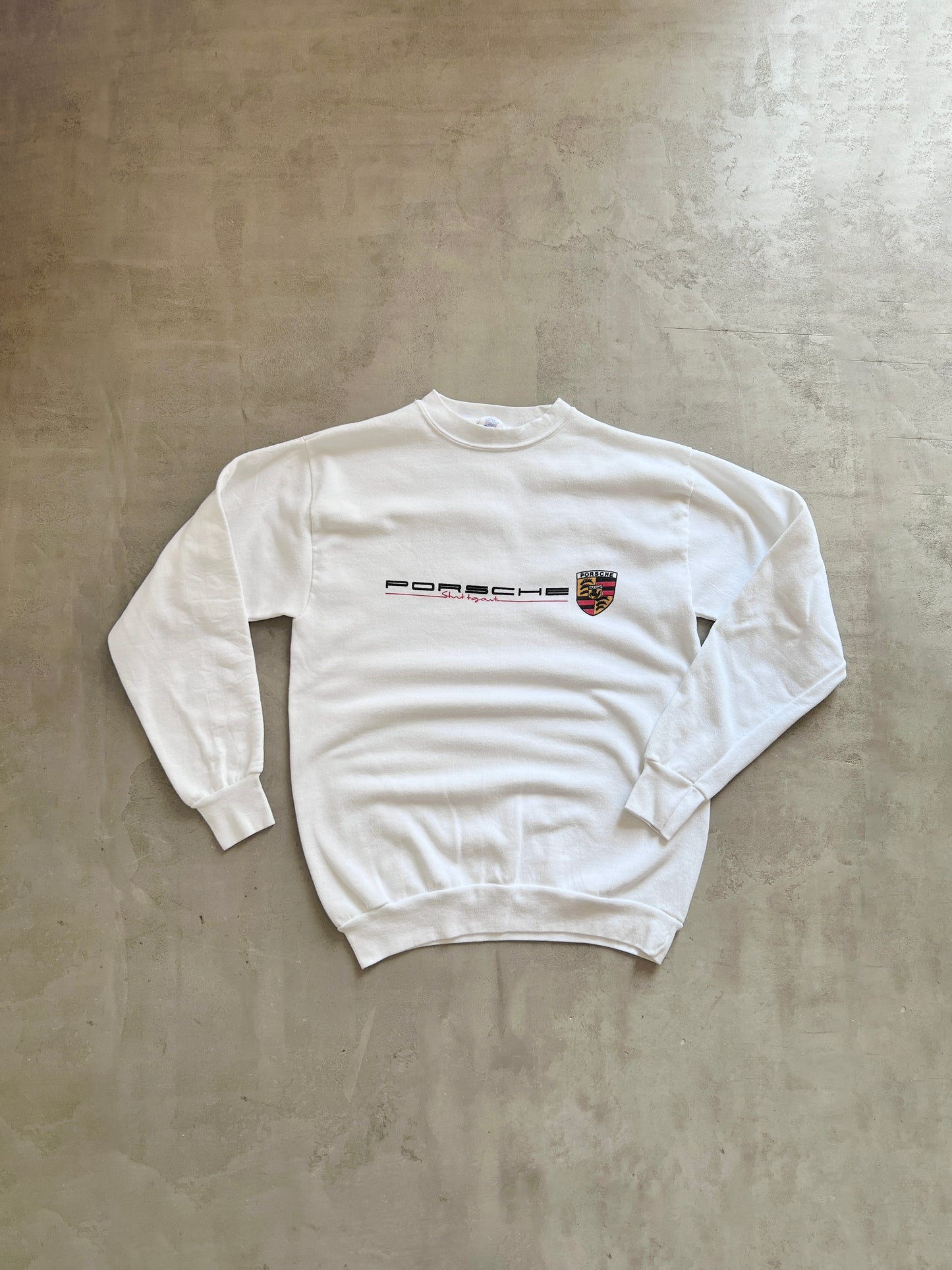 WHITE PORSCHE SWEATER - 1990S - M