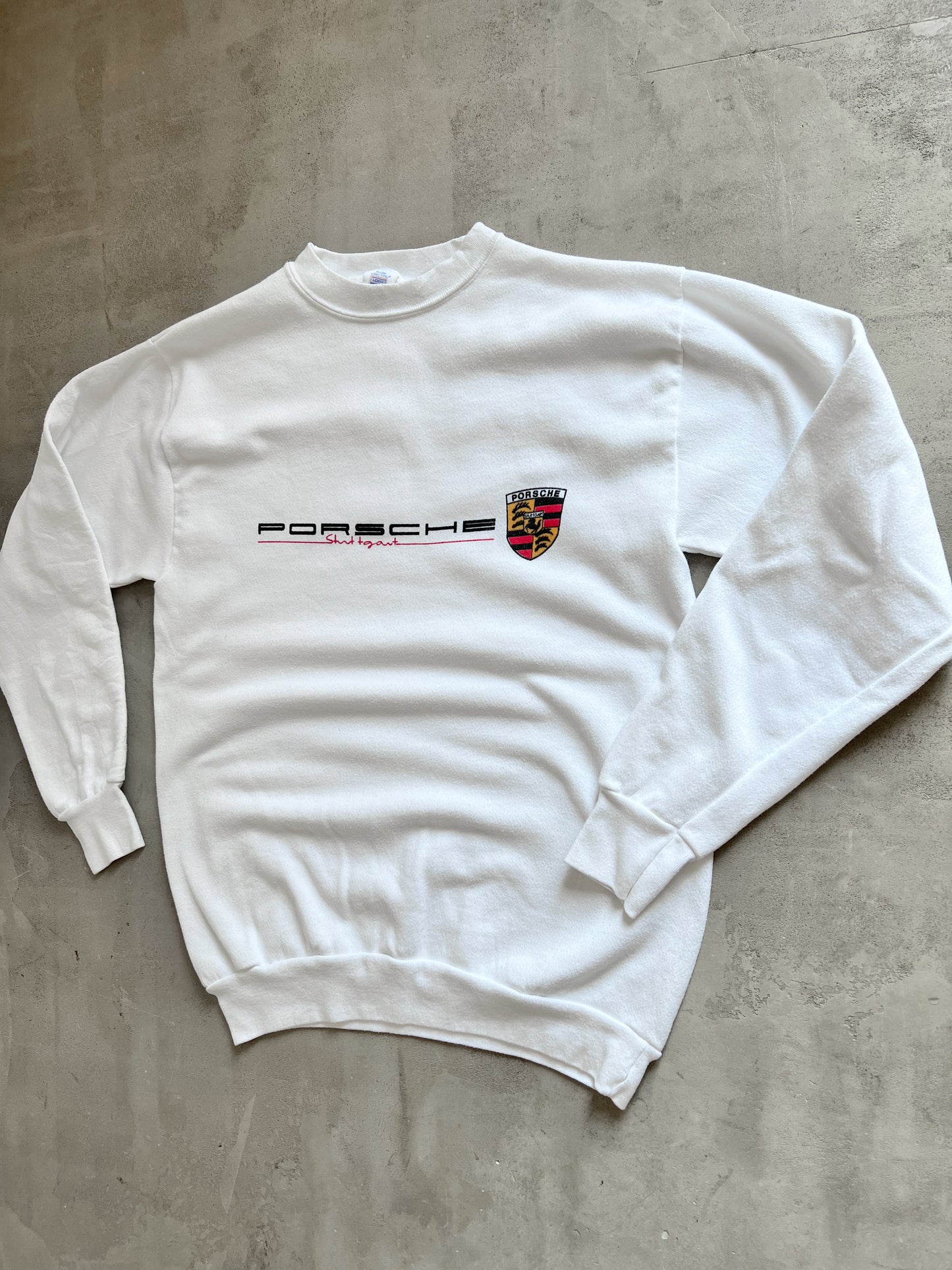 WHITE PORSCHE SWEATER - 1990S - M