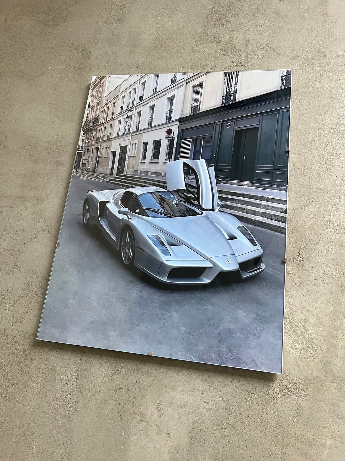 FERRARI ENZO IN PARIS GLASS PRINT