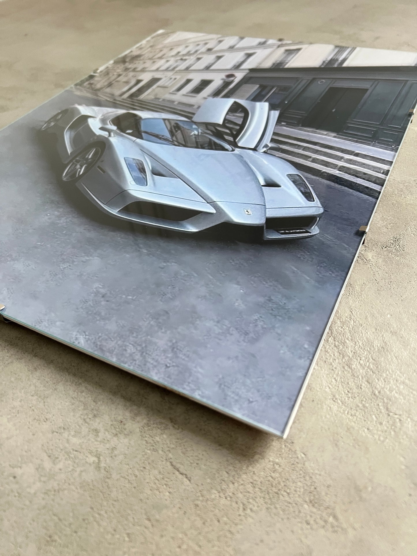 FERRARI ENZO IN PARIS GLASS PRINT
