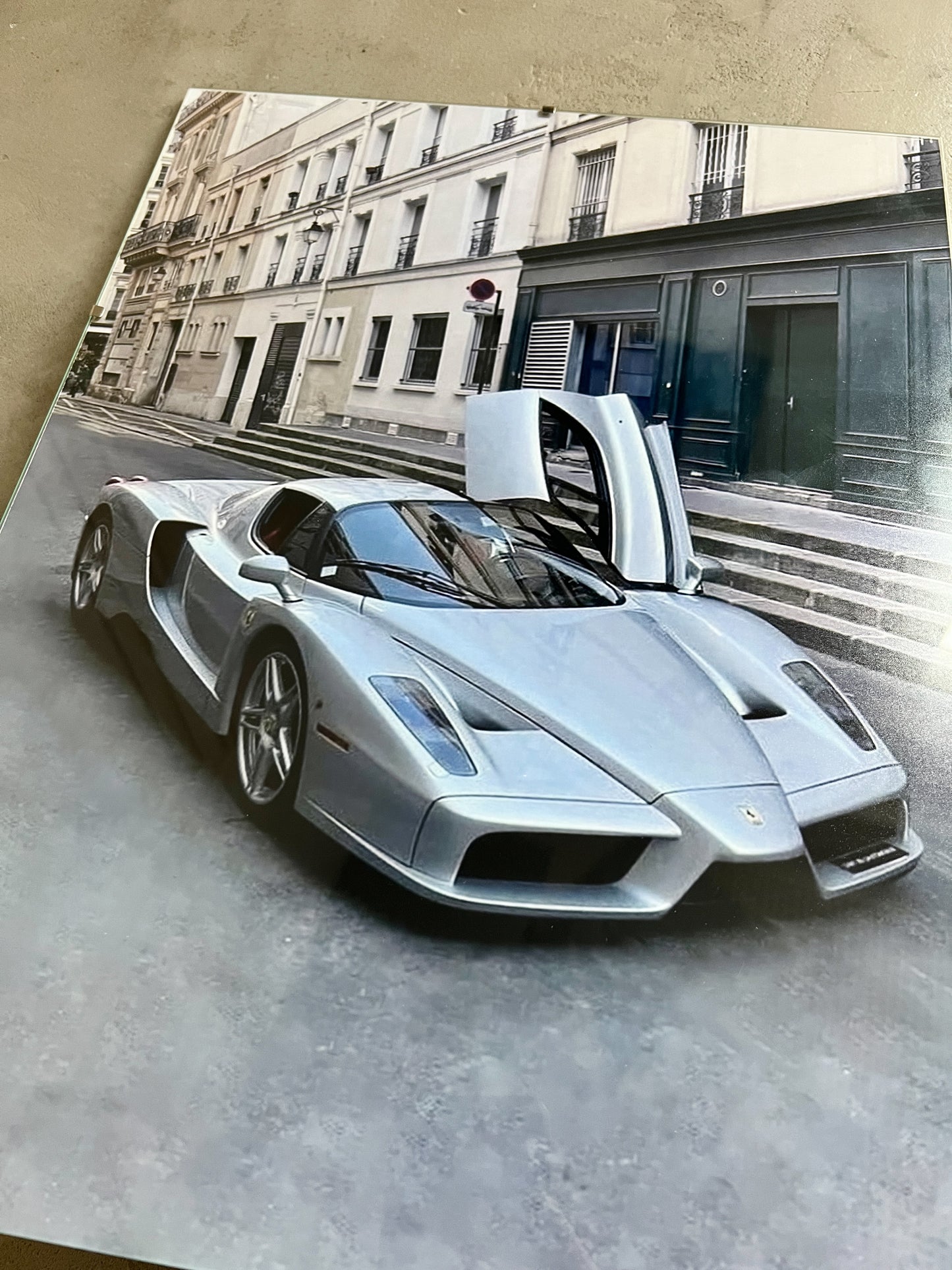 FERRARI ENZO IN PARIS GLASS PRINT