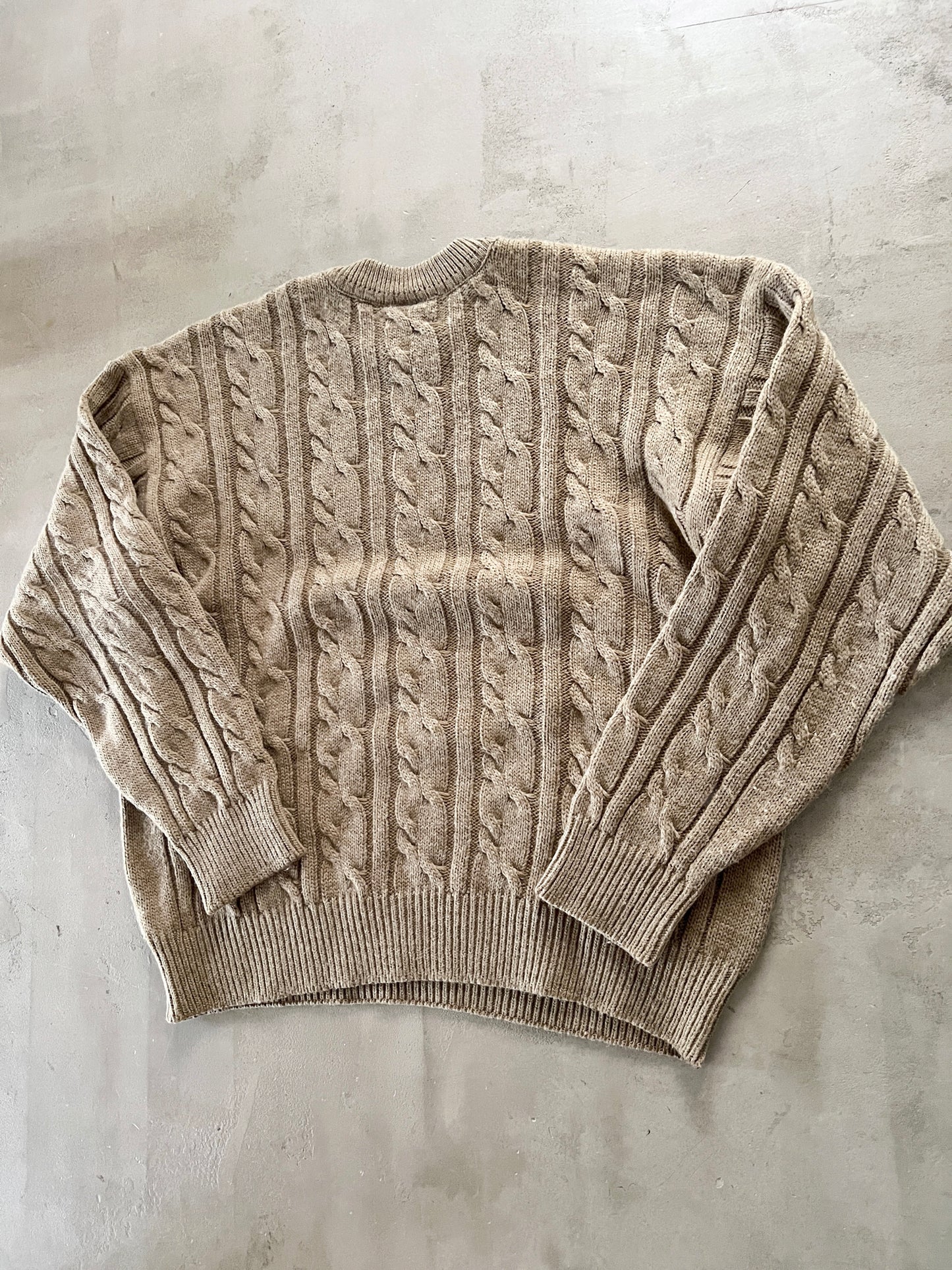 BEIGE/BROWN LACOSTE KNIT SWEATER - 2000S - S/M