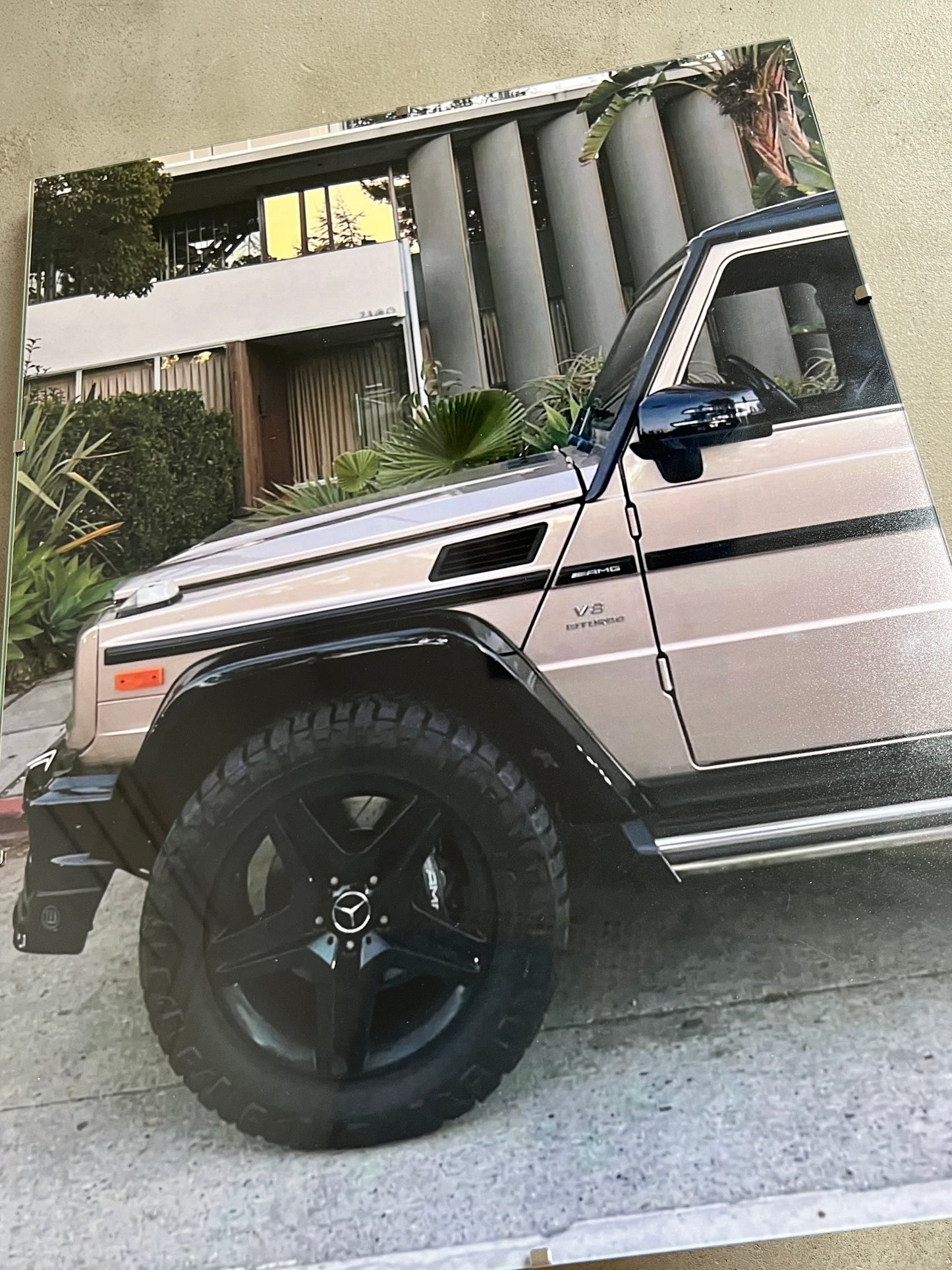 BEIGE G63 IN LA GLASS PRINT