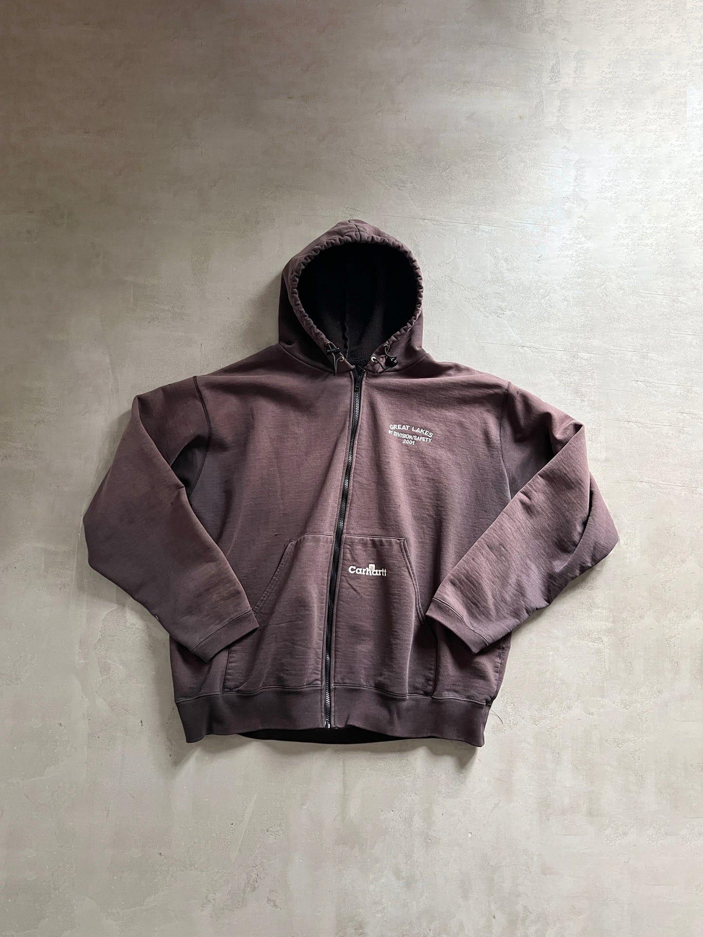FADED BROWN CARHARTT ZIP UP HOODIE - 1990S - XXL