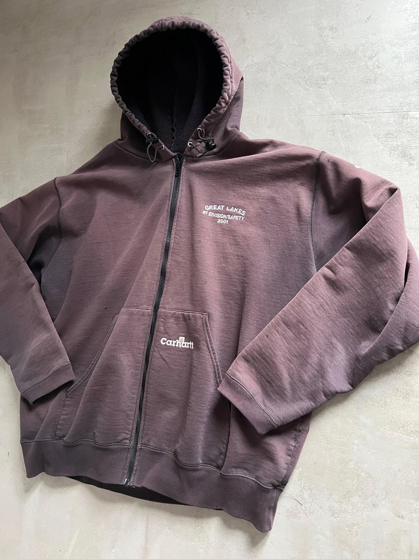 FADED BROWN CARHARTT ZIP UP HOODIE - 1990S - XXL
