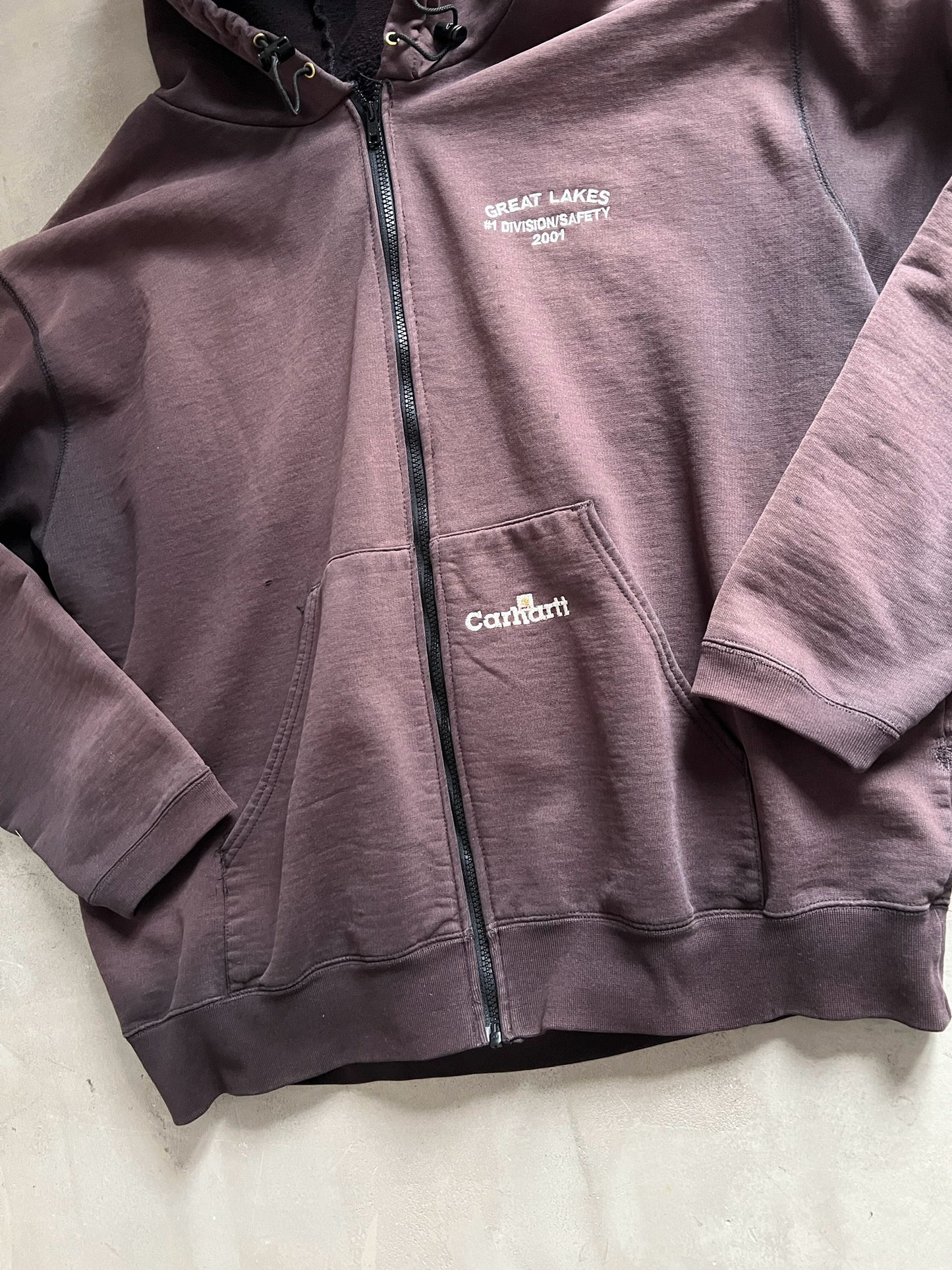 FADED BROWN CARHARTT ZIP UP HOODIE - 1990S - XXL