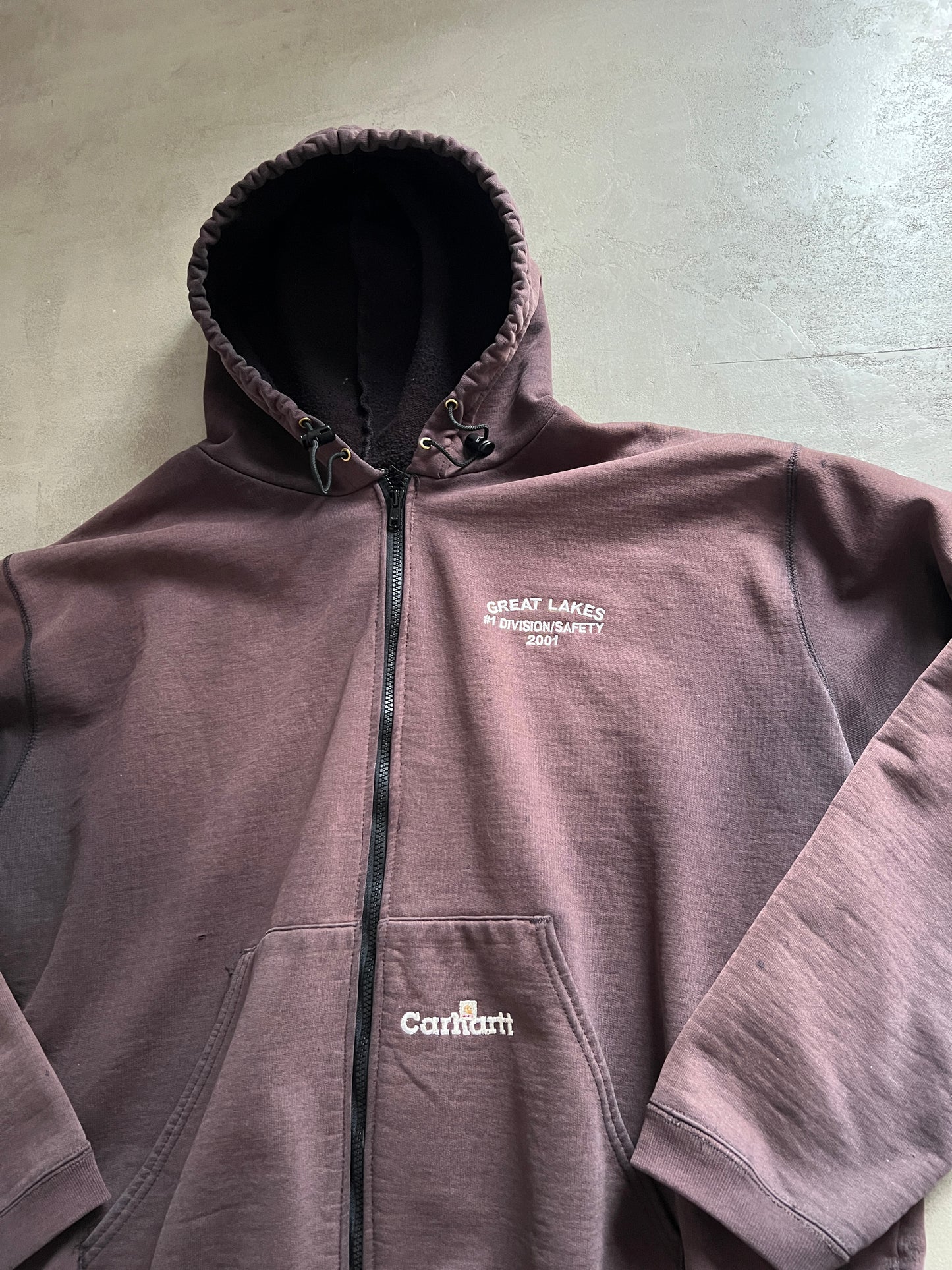 FADED BROWN CARHARTT ZIP UP HOODIE - 1990S - XXL