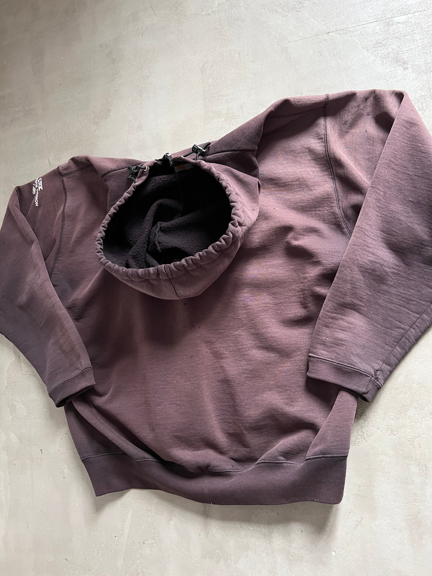 FADED BROWN CARHARTT ZIP UP HOODIE - 1990S - XXL