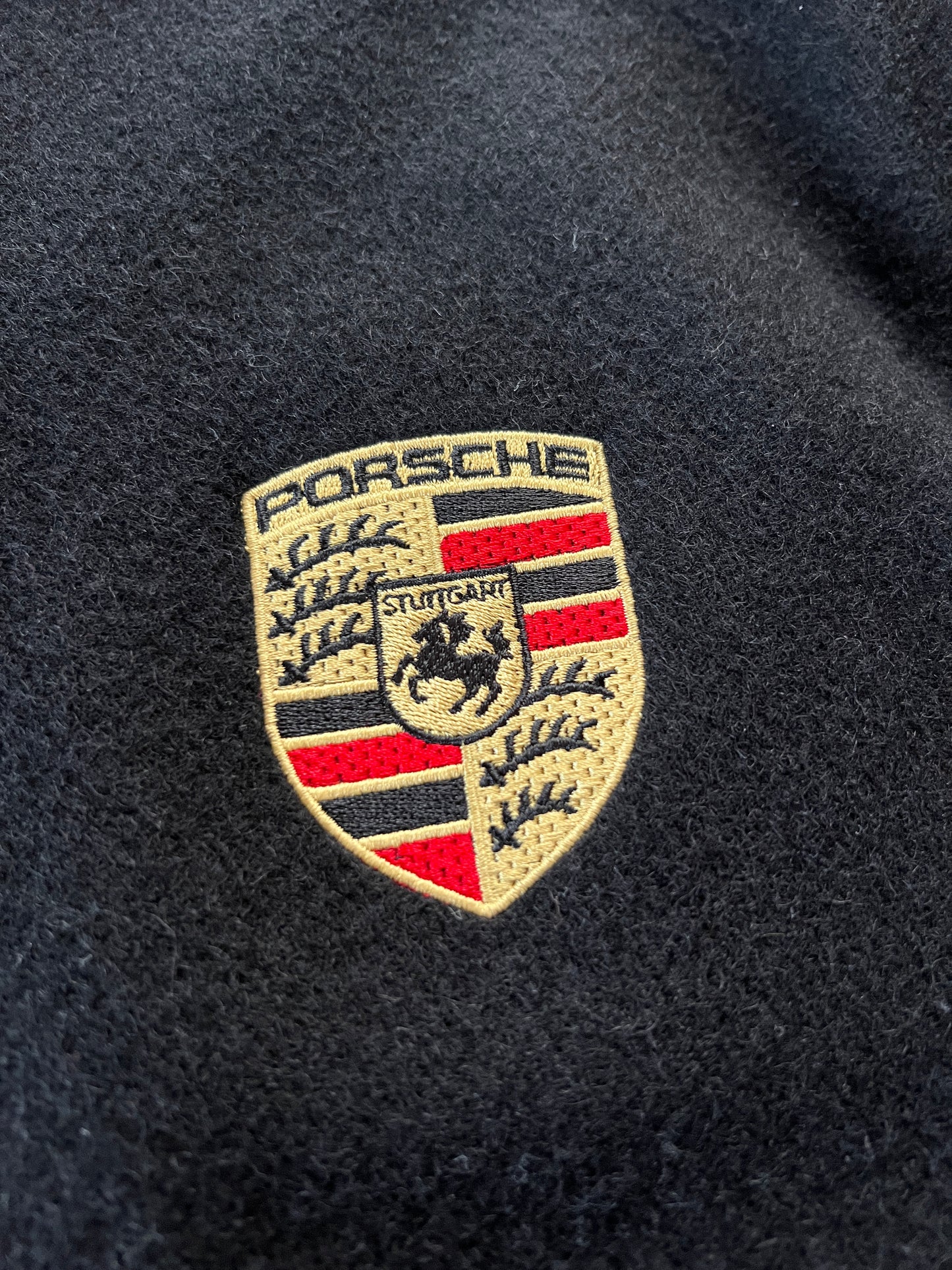 BLACK PORSCHE LEATHER JACKET - 1990S - XL/XXL