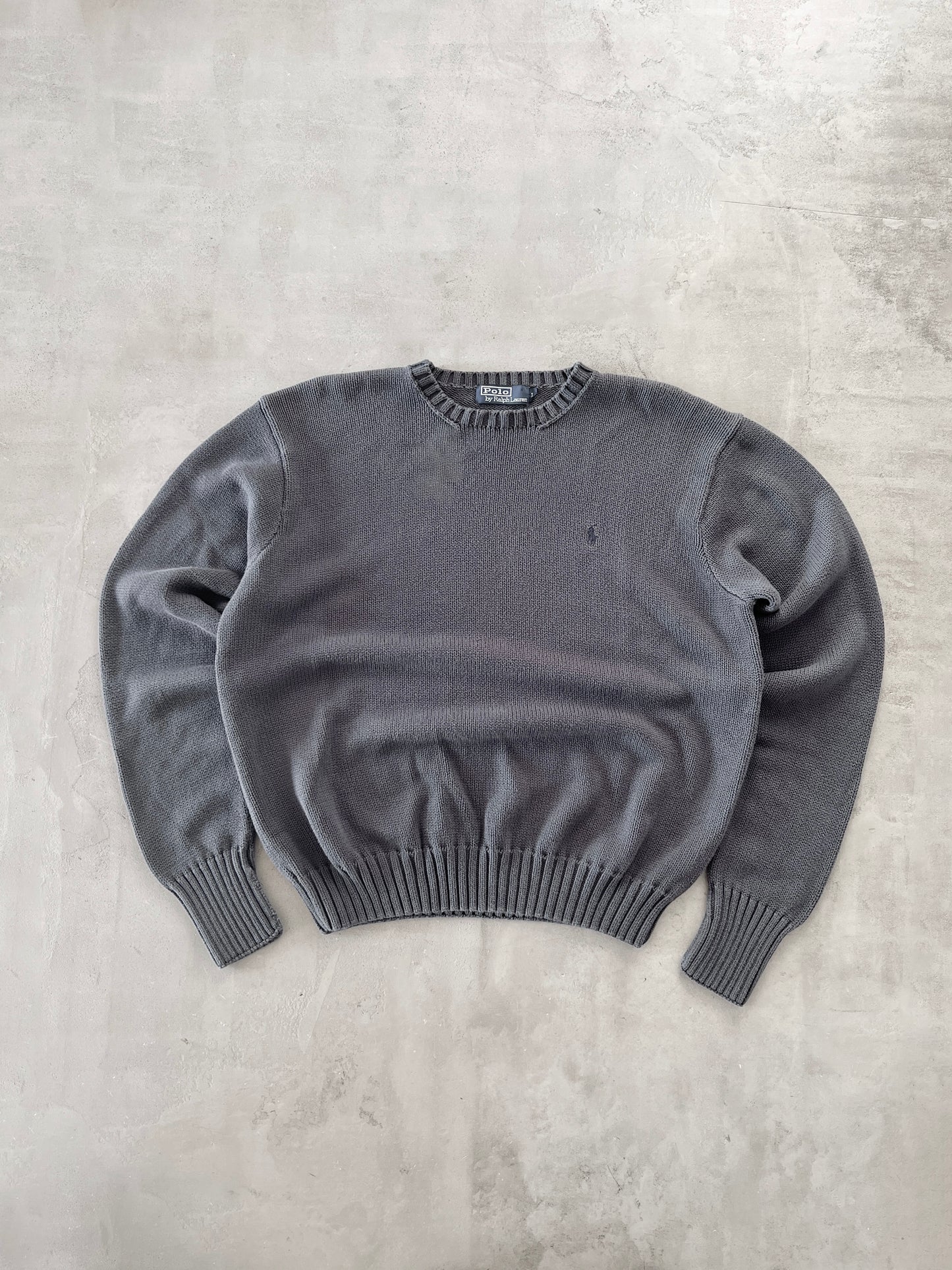 GREY RALPH LAUREN KNIT SWEATER - 2000S - S/M