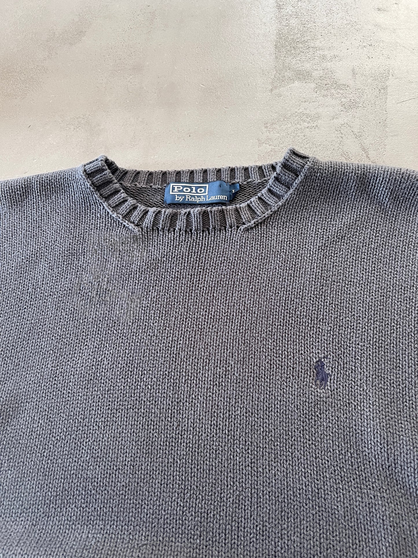 GREY RALPH LAUREN KNIT SWEATER - 2000S - S/M