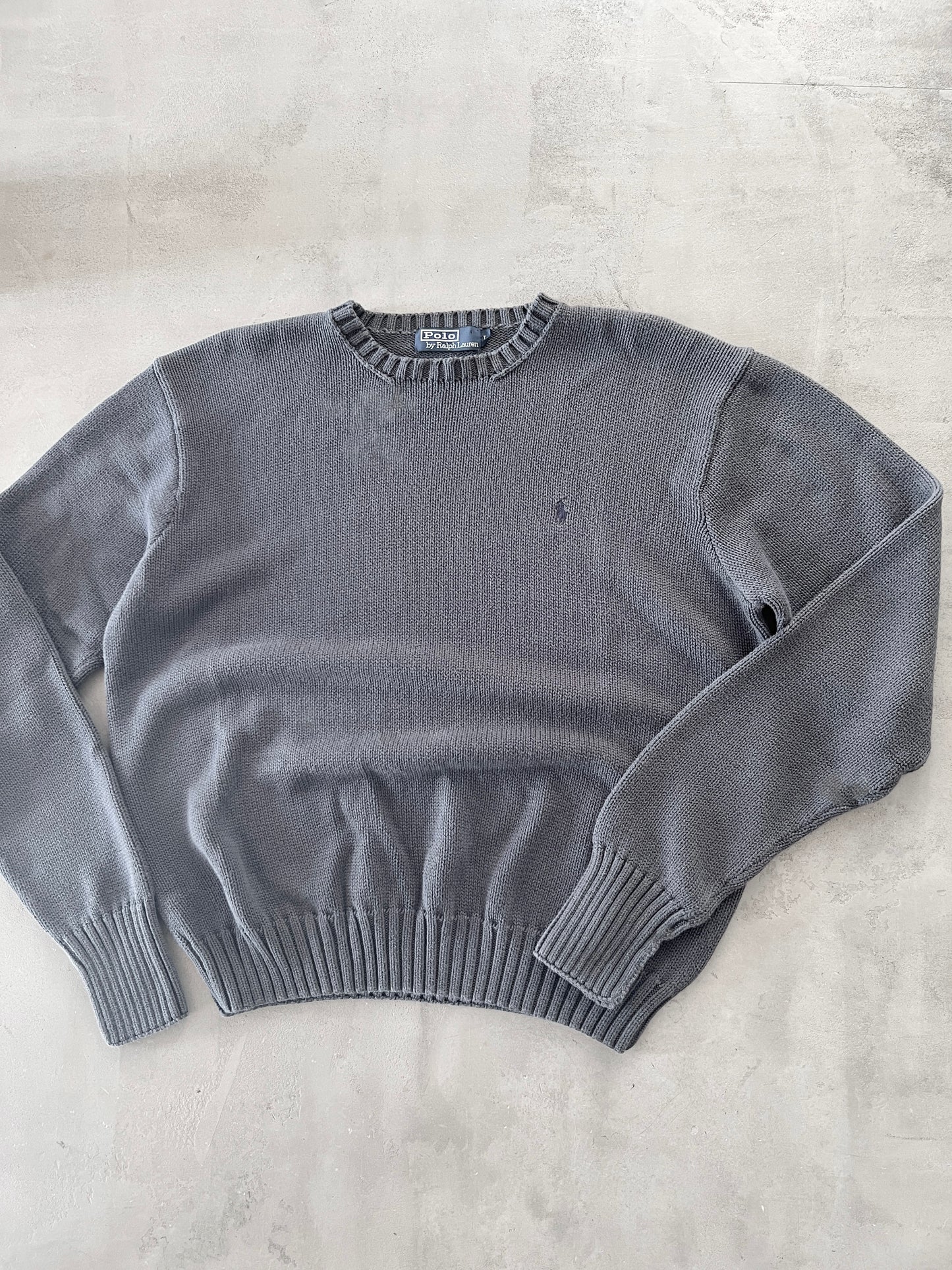 GREY RALPH LAUREN KNIT SWEATER - 2000S - S/M