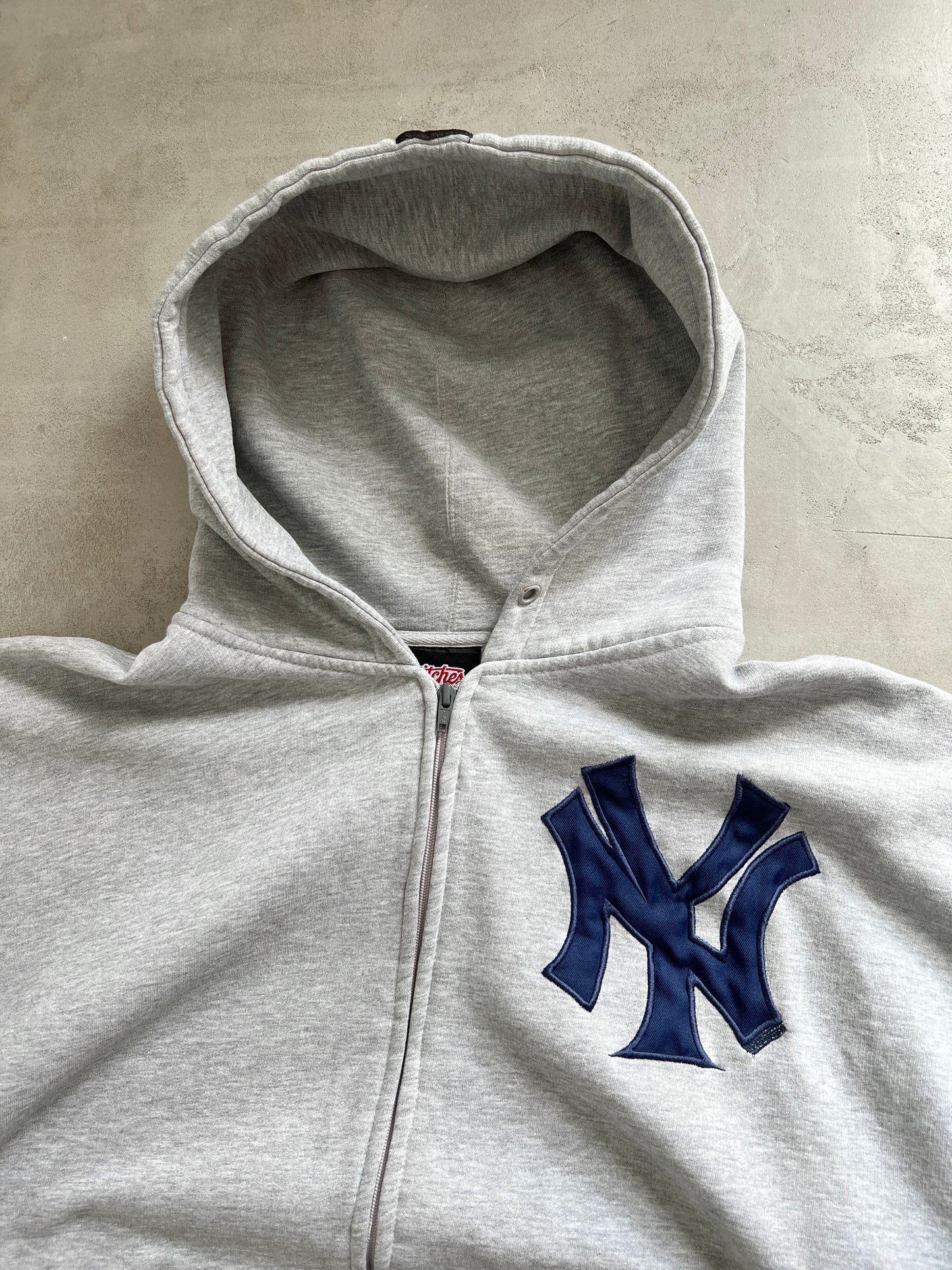 GREY YANKEES ZIP UP HOODIE - 2000S - XXL/XL