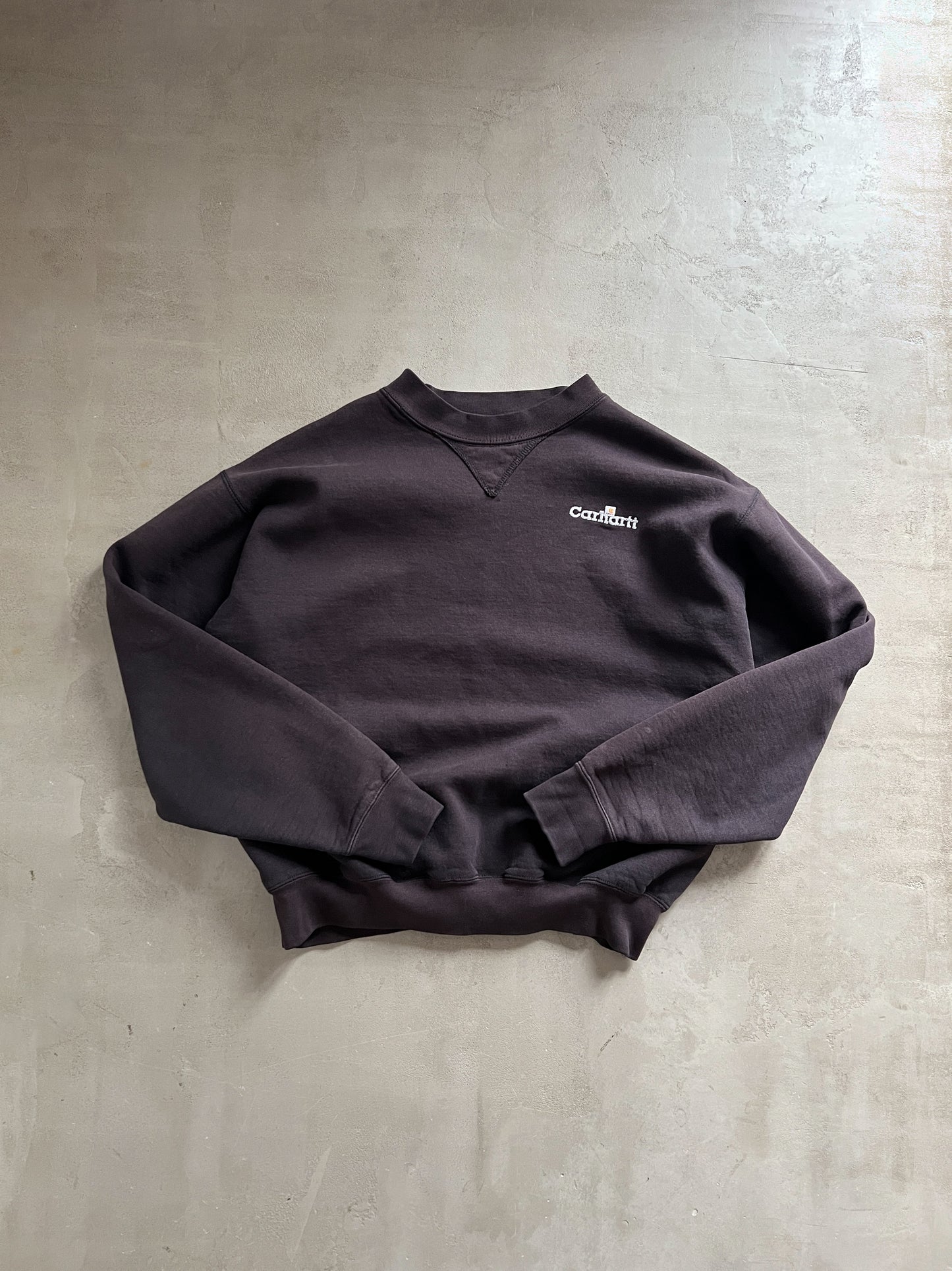FADED BLACK/BROWN CARHARTT SWEATER - 1990S - S