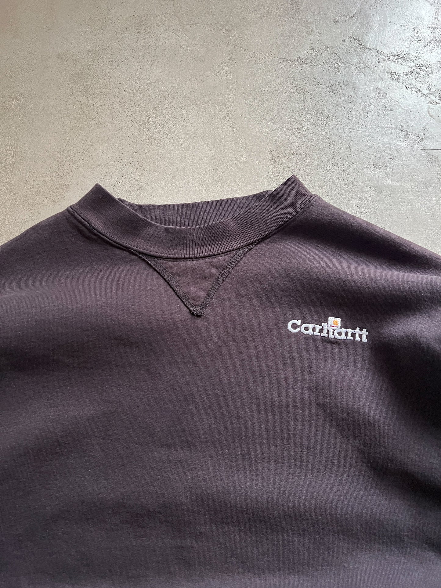 FADED BLACK/BROWN CARHARTT SWEATER - 1990S - S