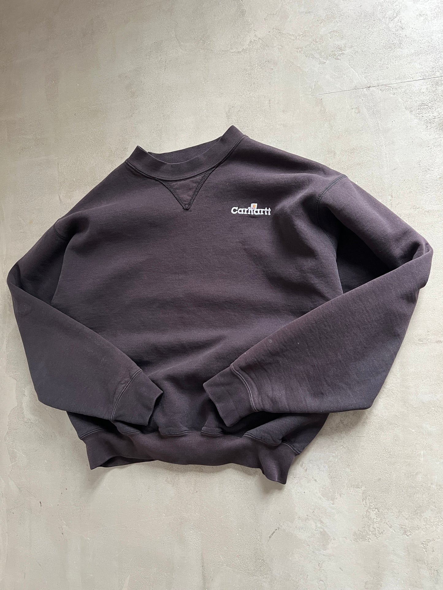 FADED BLACK/BROWN CARHARTT SWEATER - 1990S - S