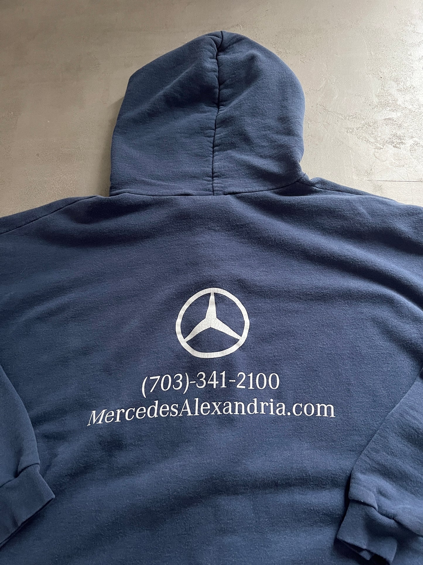 NAVY MERCEDES BENZ ZIP UP HOODIE - 1990S - XL/XXL