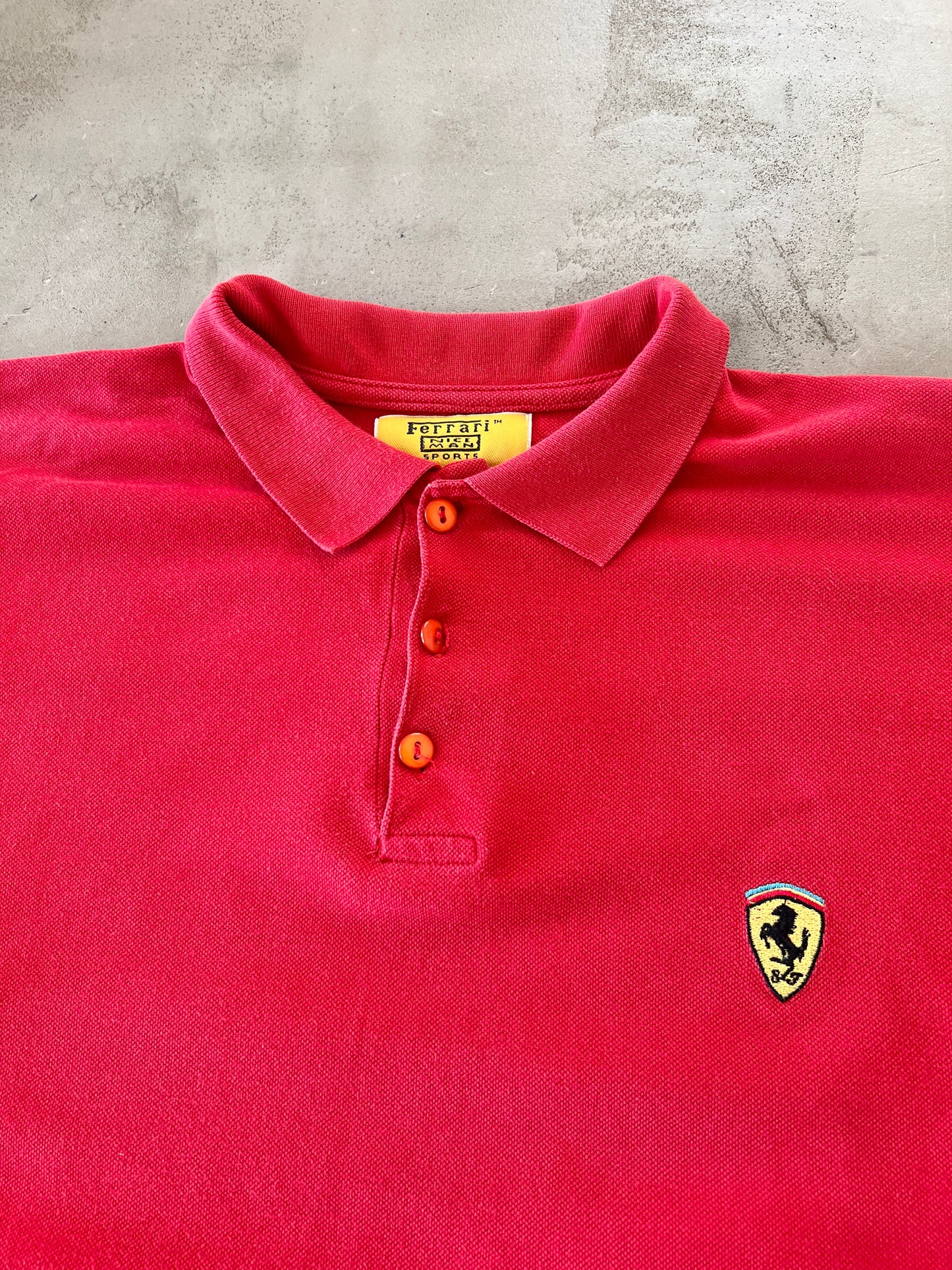RED FERRARI X SCHUMACHER POLO - 1990S - L/M