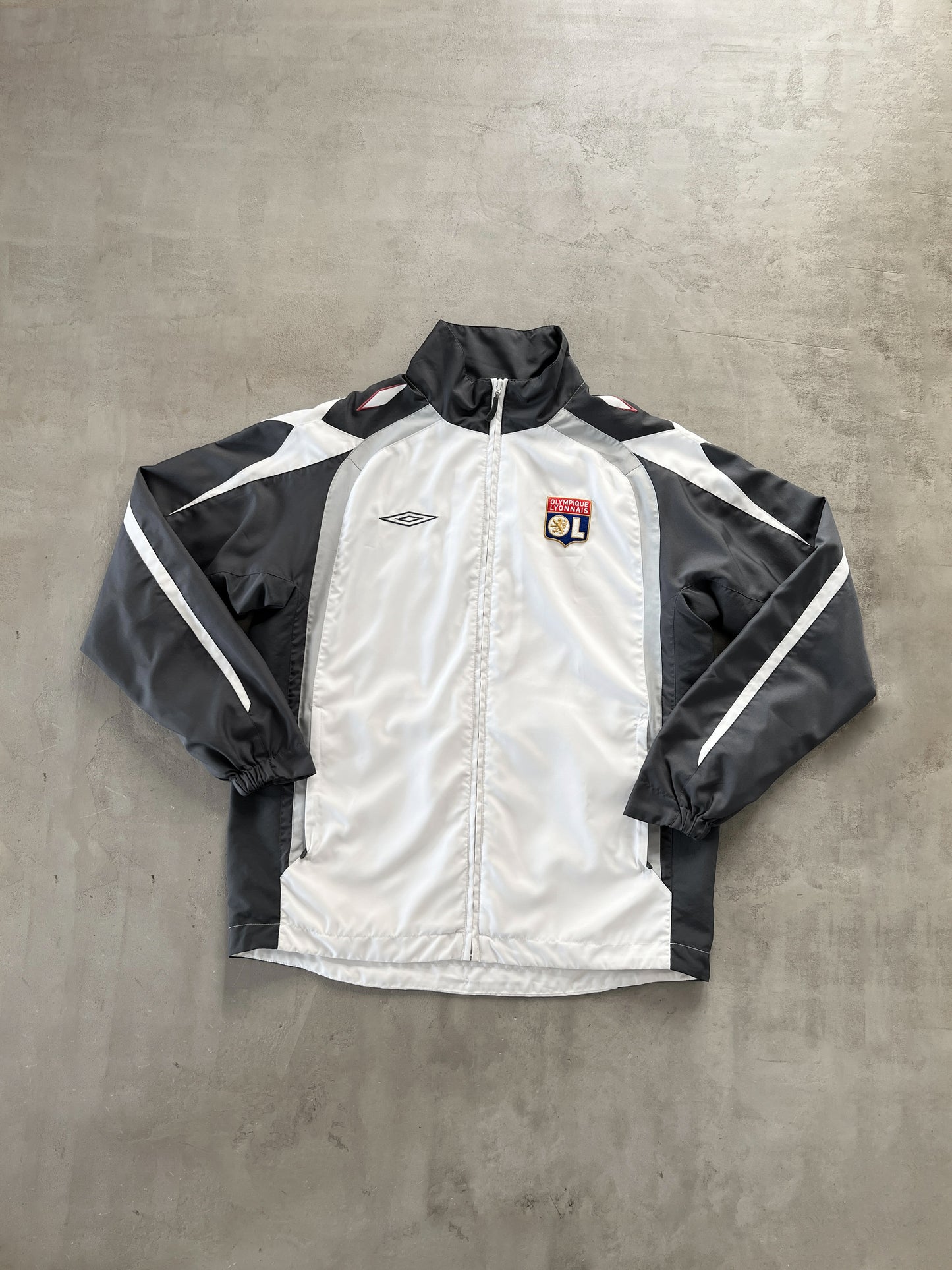 WHITE OLYMPIQUE LYON UMBRO TRACK JACKET - 2000S - L/XL
