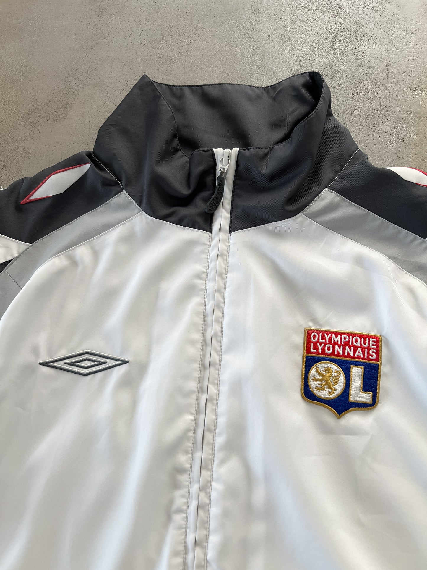 WHITE OLYMPIQUE LYON UMBRO TRACK JACKET - 2000S - L/XL
