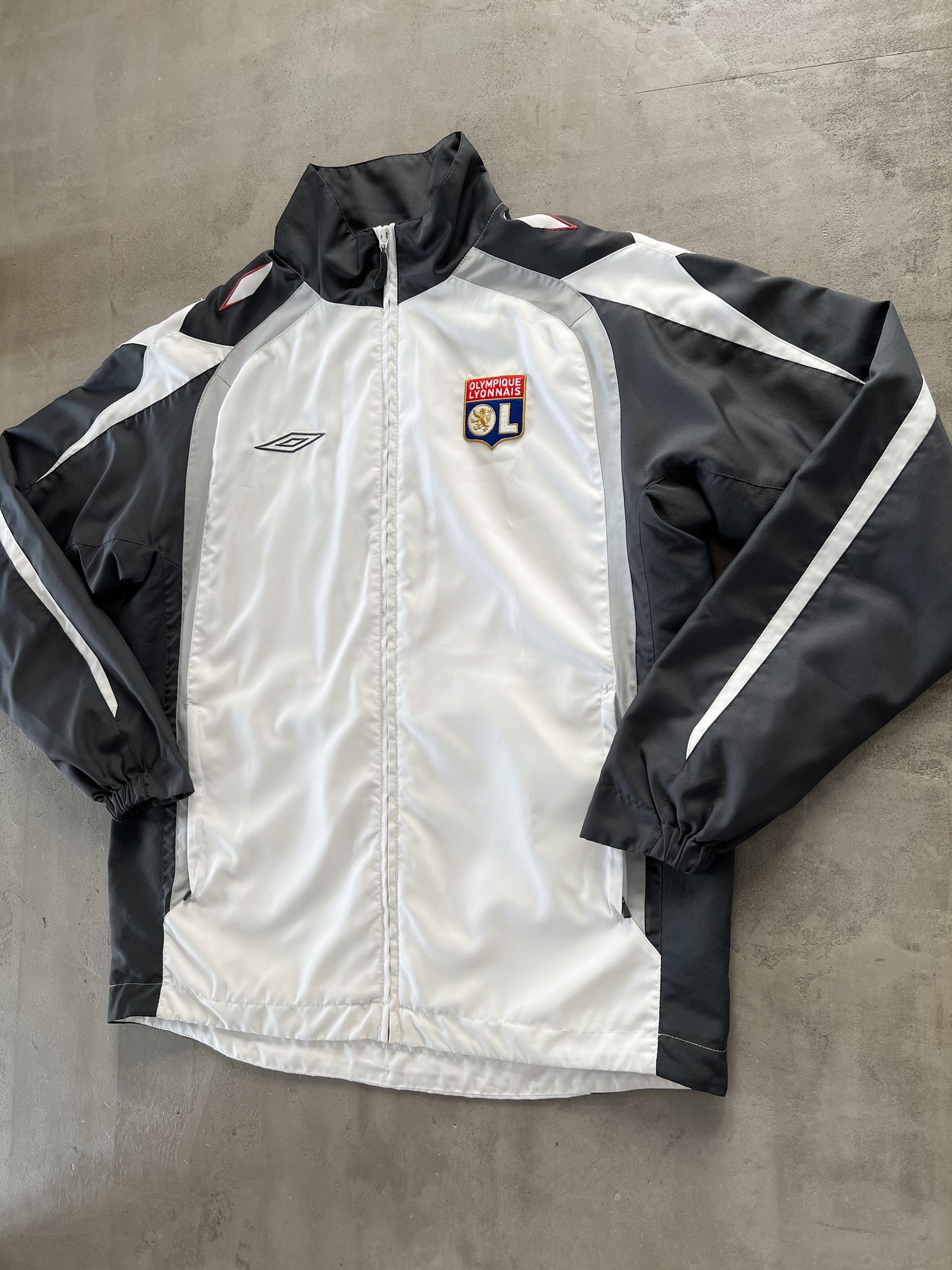 WHITE OLYMPIQUE LYON UMBRO TRACK JACKET - 2000S - L/XL