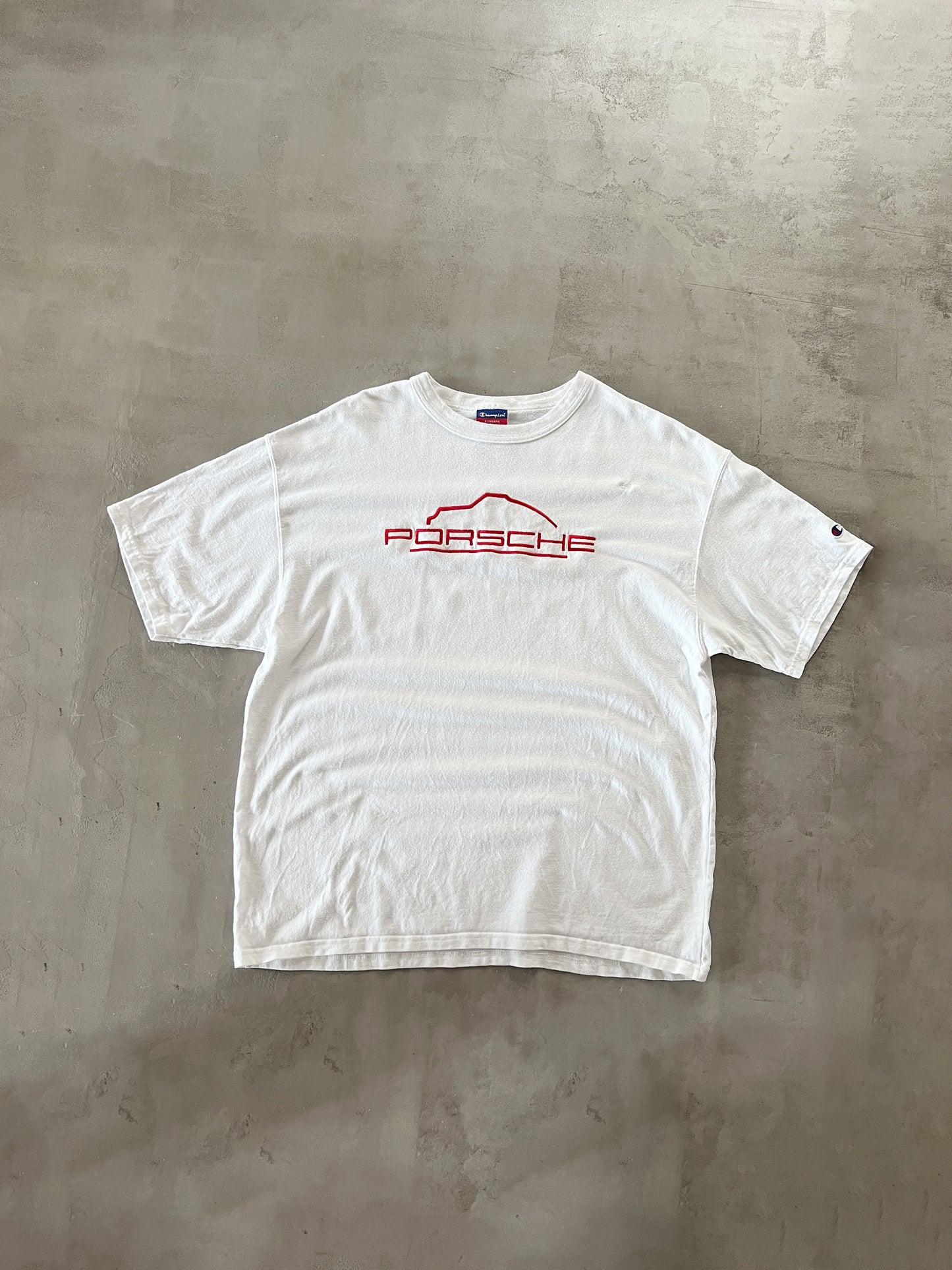 WHITE PORSCHE TEE - 1990S - XL