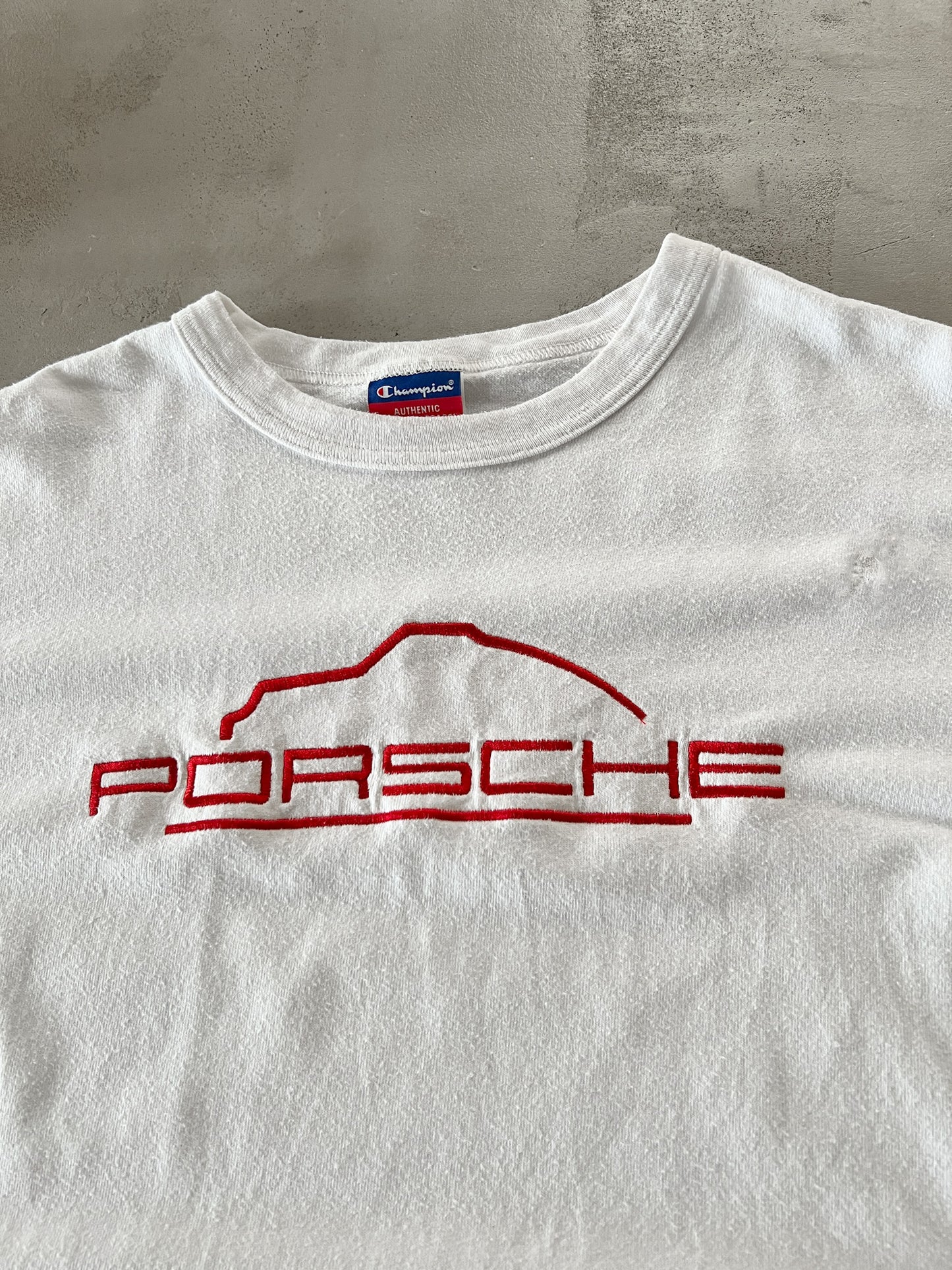 WHITE PORSCHE TEE - 1990S - XL