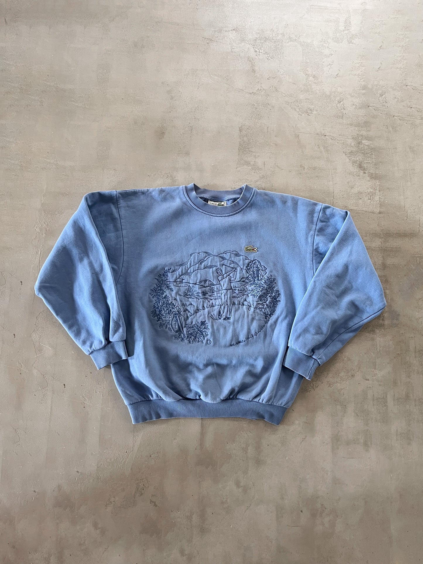 BLUE LACOSTE SWEATER - 1990S - S/M