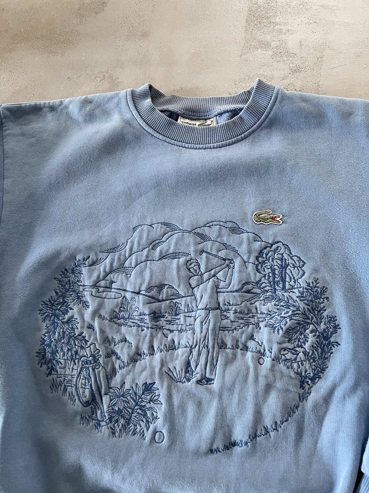 BLUE LACOSTE SWEATER - 1990S - S/M