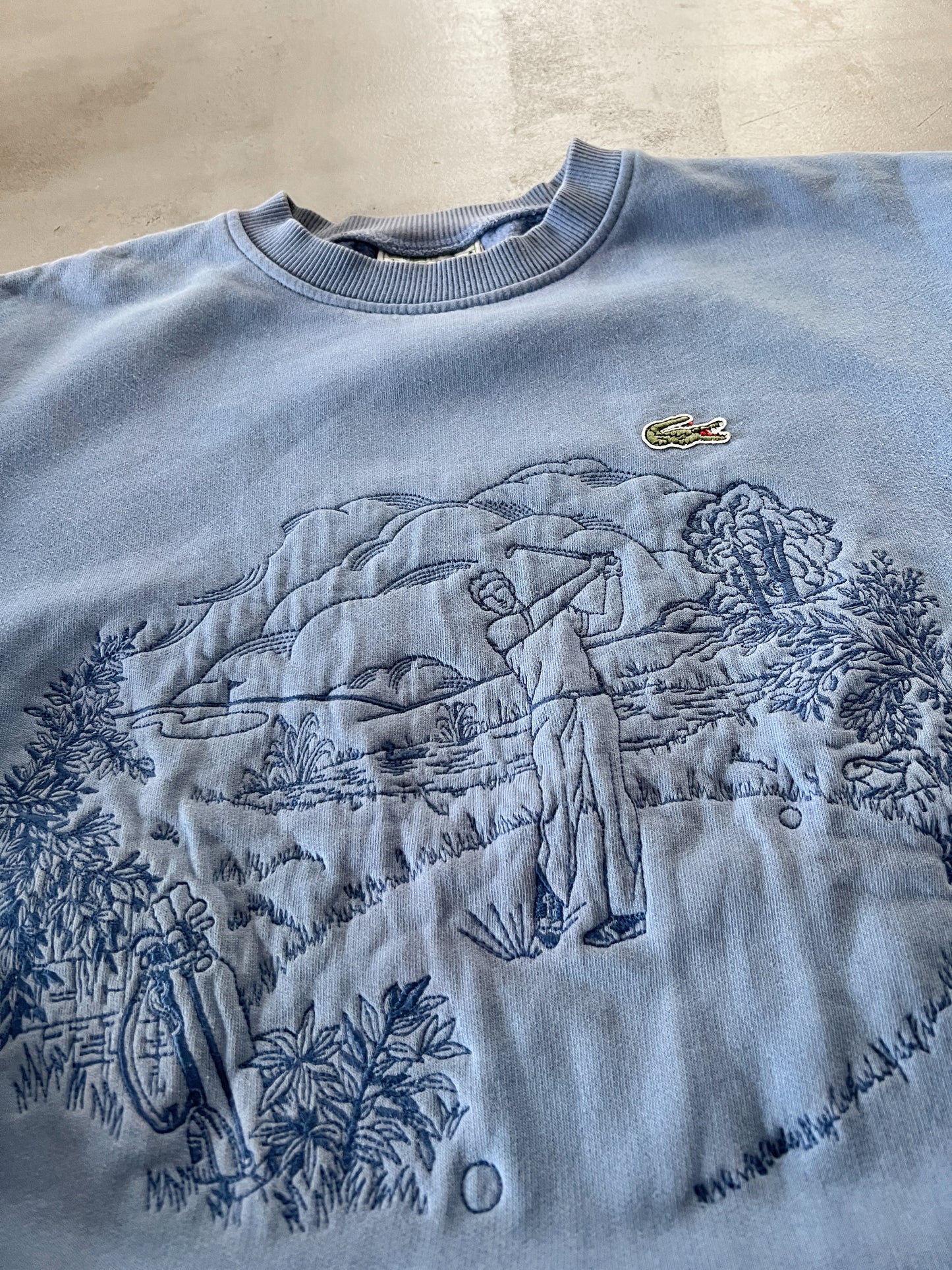 BLUE LACOSTE SWEATER - 1990S - S/M