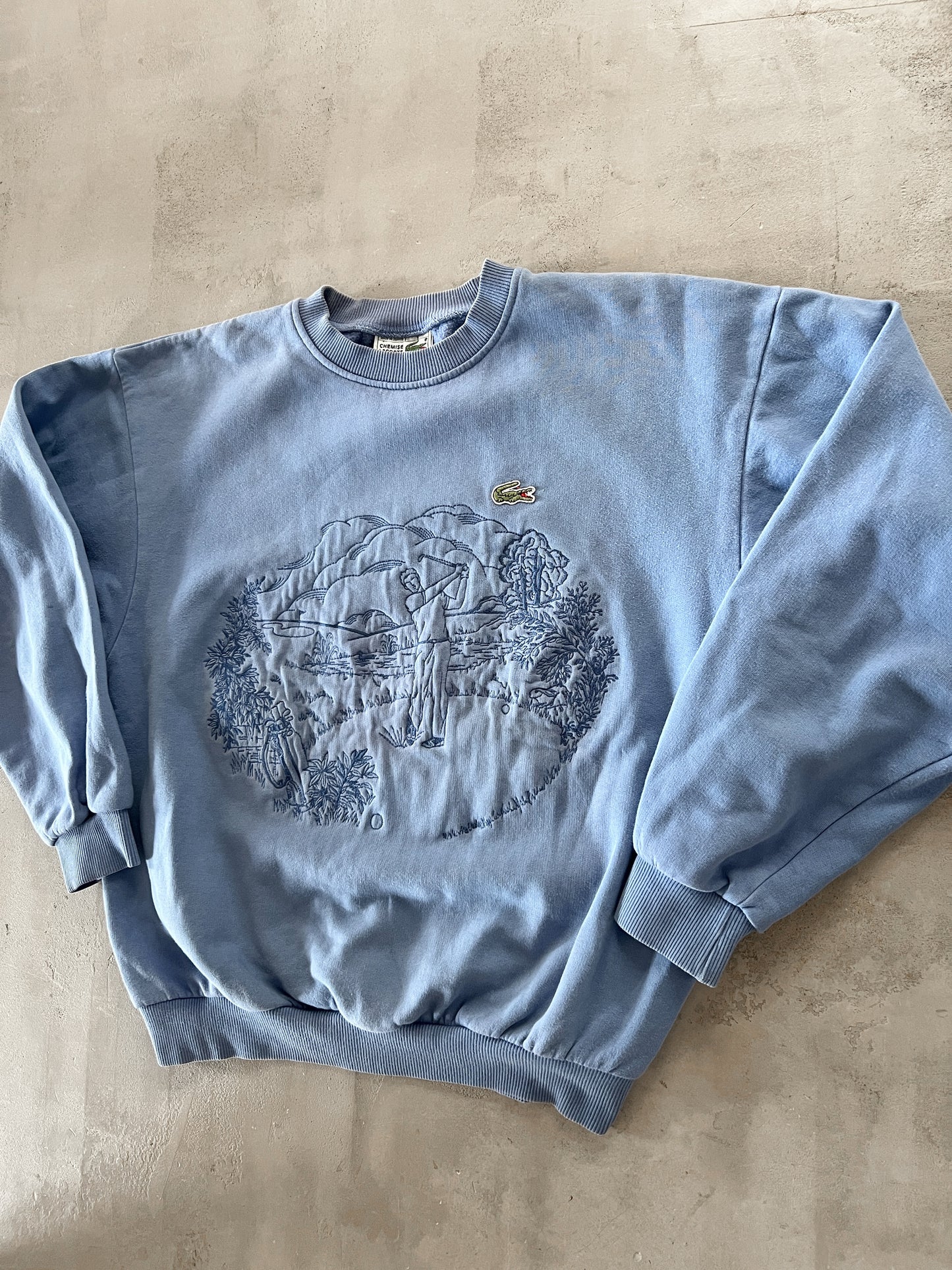 BLUE LACOSTE SWEATER - 1990S - S/M