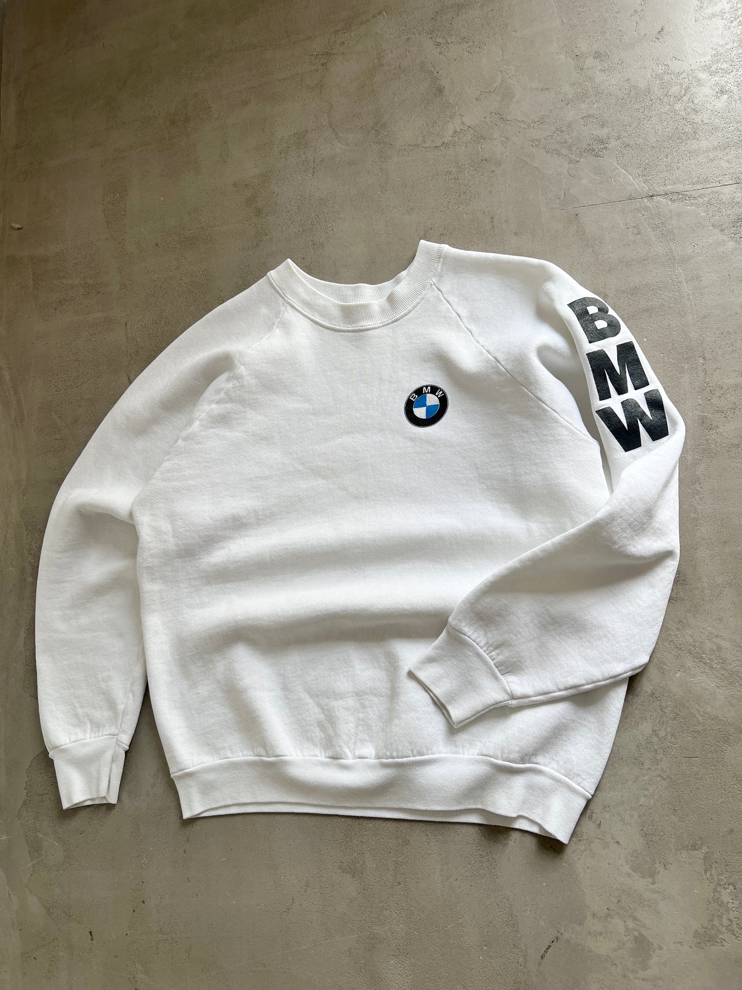 WHITE BMW SWEATER - 1990S - S/M